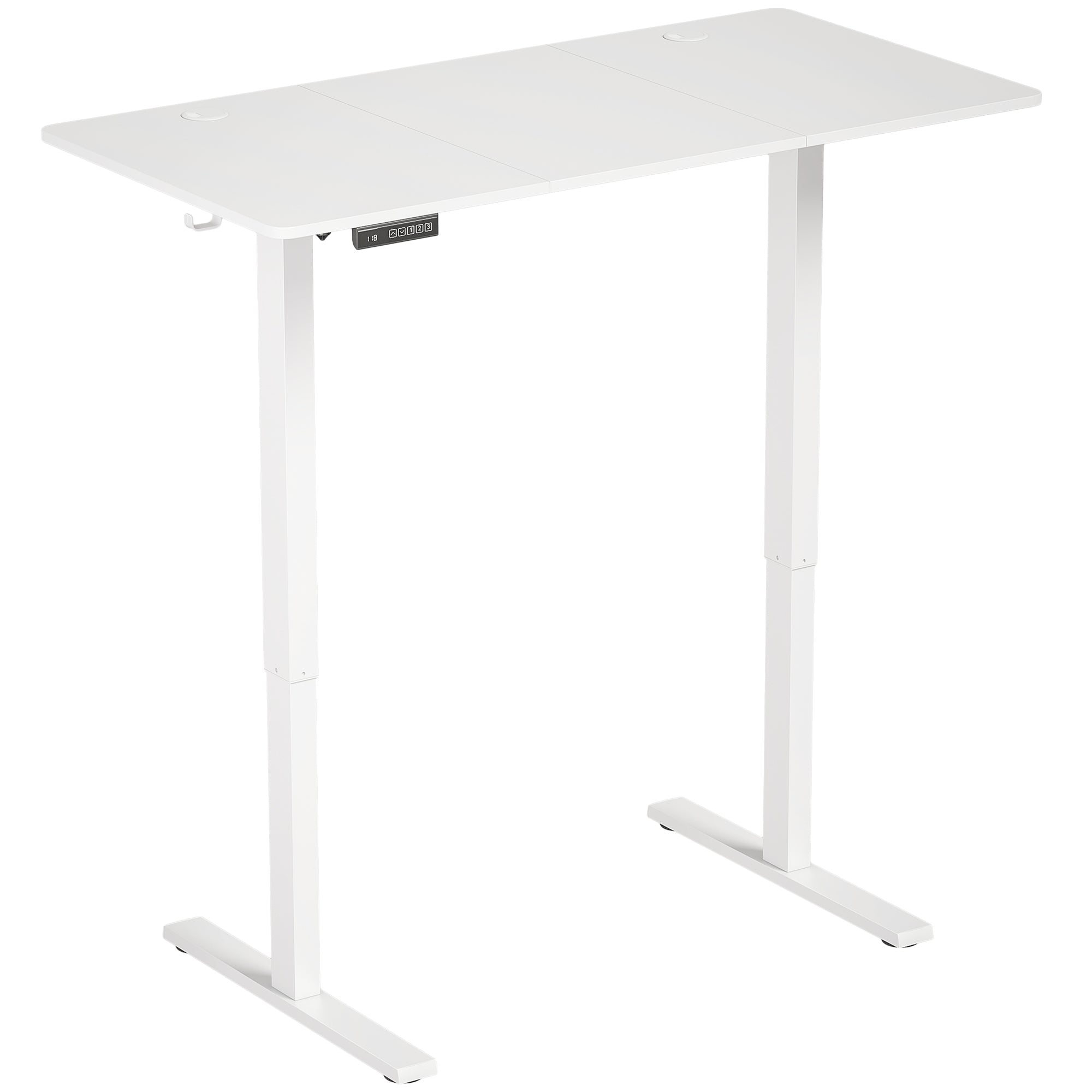 HOMCOM Standing Desk Memory Control Height Adjustable Desk 2 Cable Holes LED Display Sit Stand Desk White
