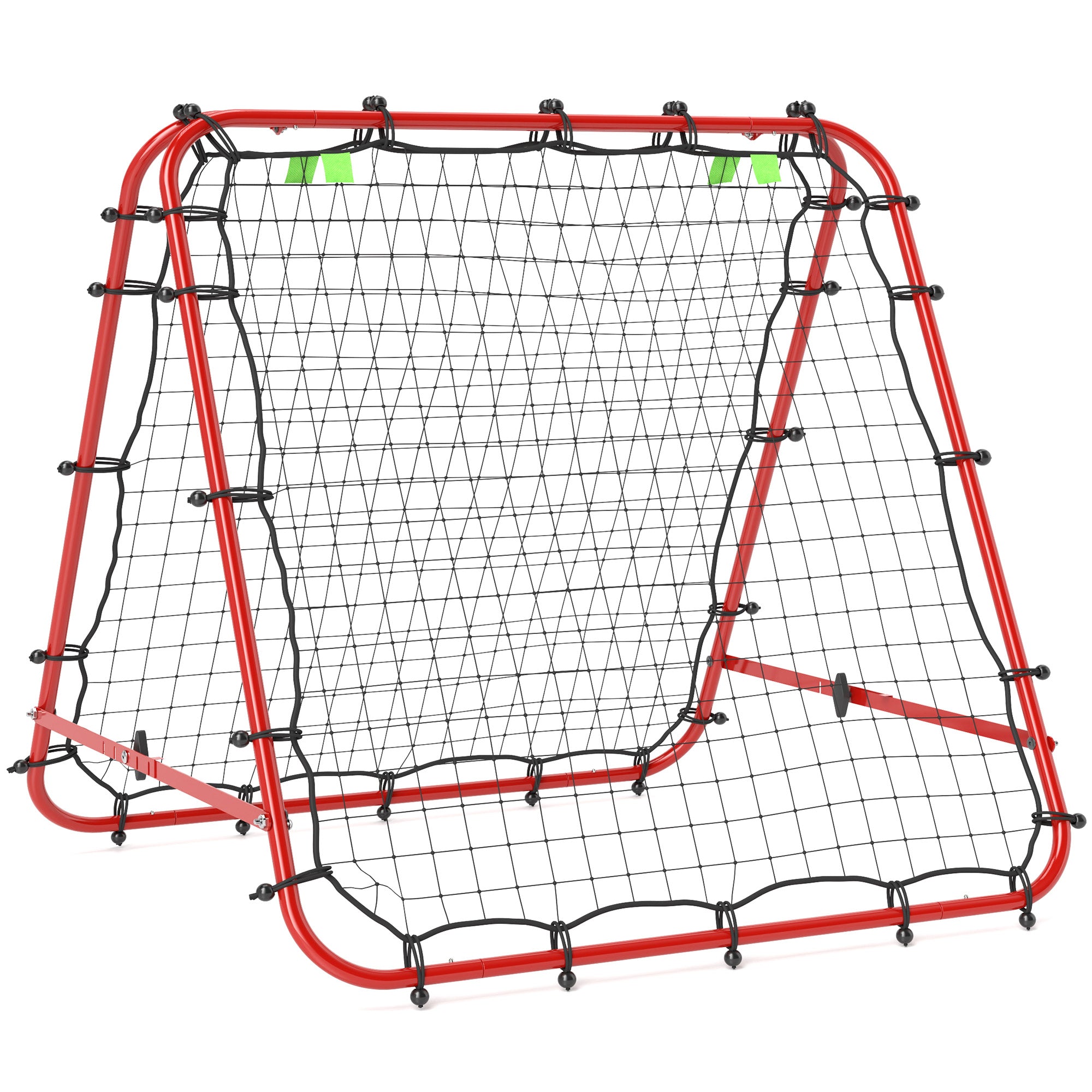 HOMCOM Double Sided Football Rebounder Net, Football Rebound Goal with 5 Adjustable Angles, Red - North Peak Garden Furniture