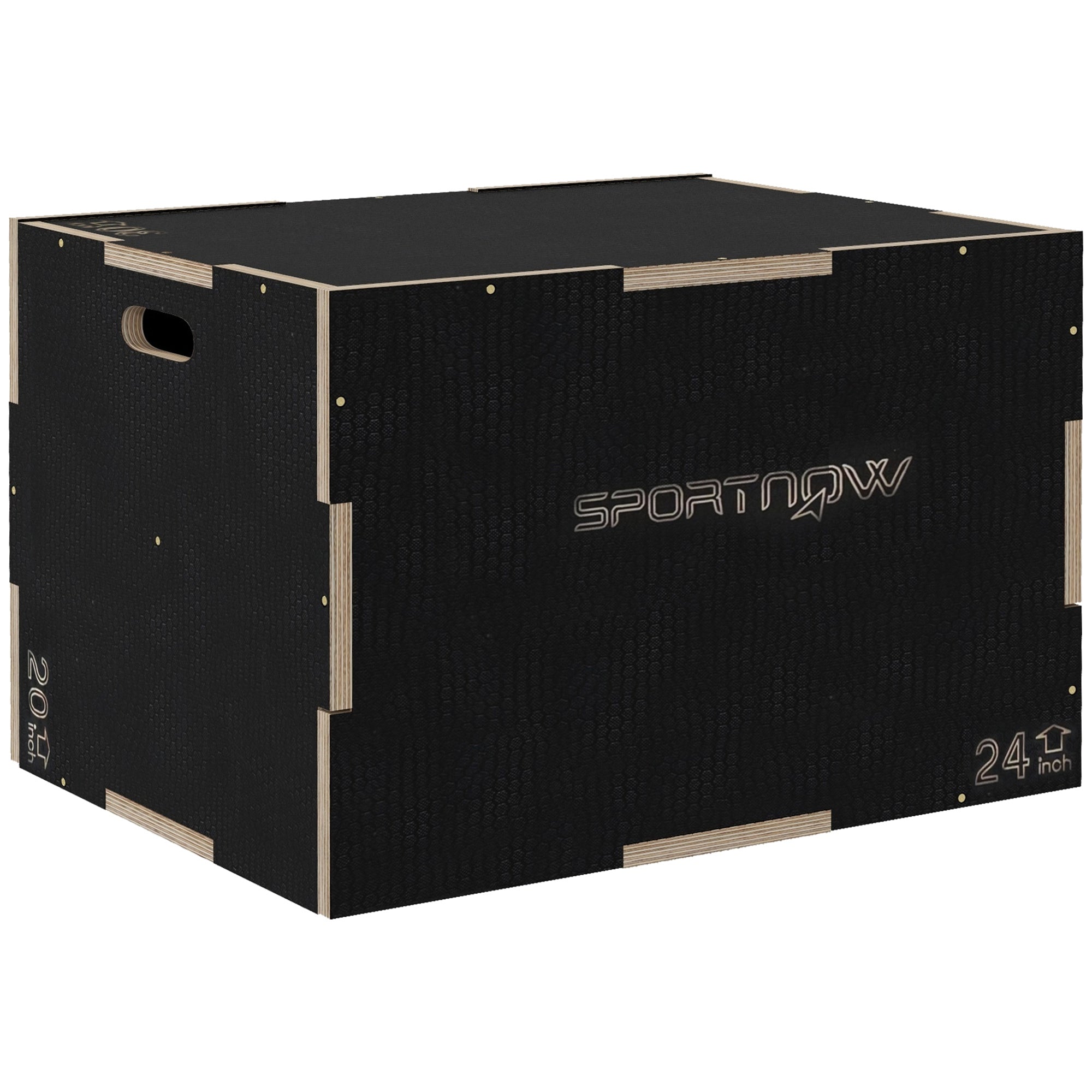 SPORTNOW Multi-Faceted Jump Box, Wooden Step Up Box, for Home, Gym, Exercise, 51/61/76cm- Black - North Peak Garden Furniture