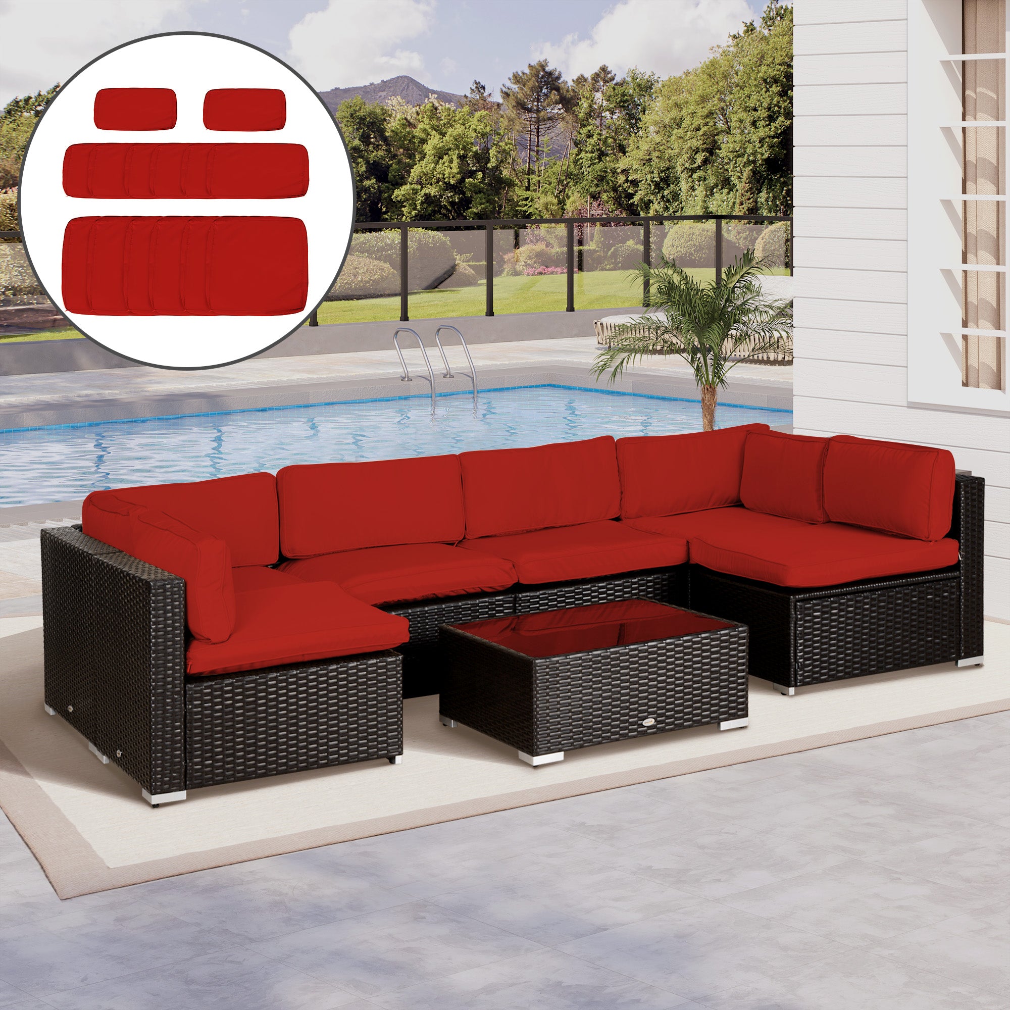 Outsunny Set of 14 Outdoor Cushion Covers - Red - North Peak Garden Furniture
