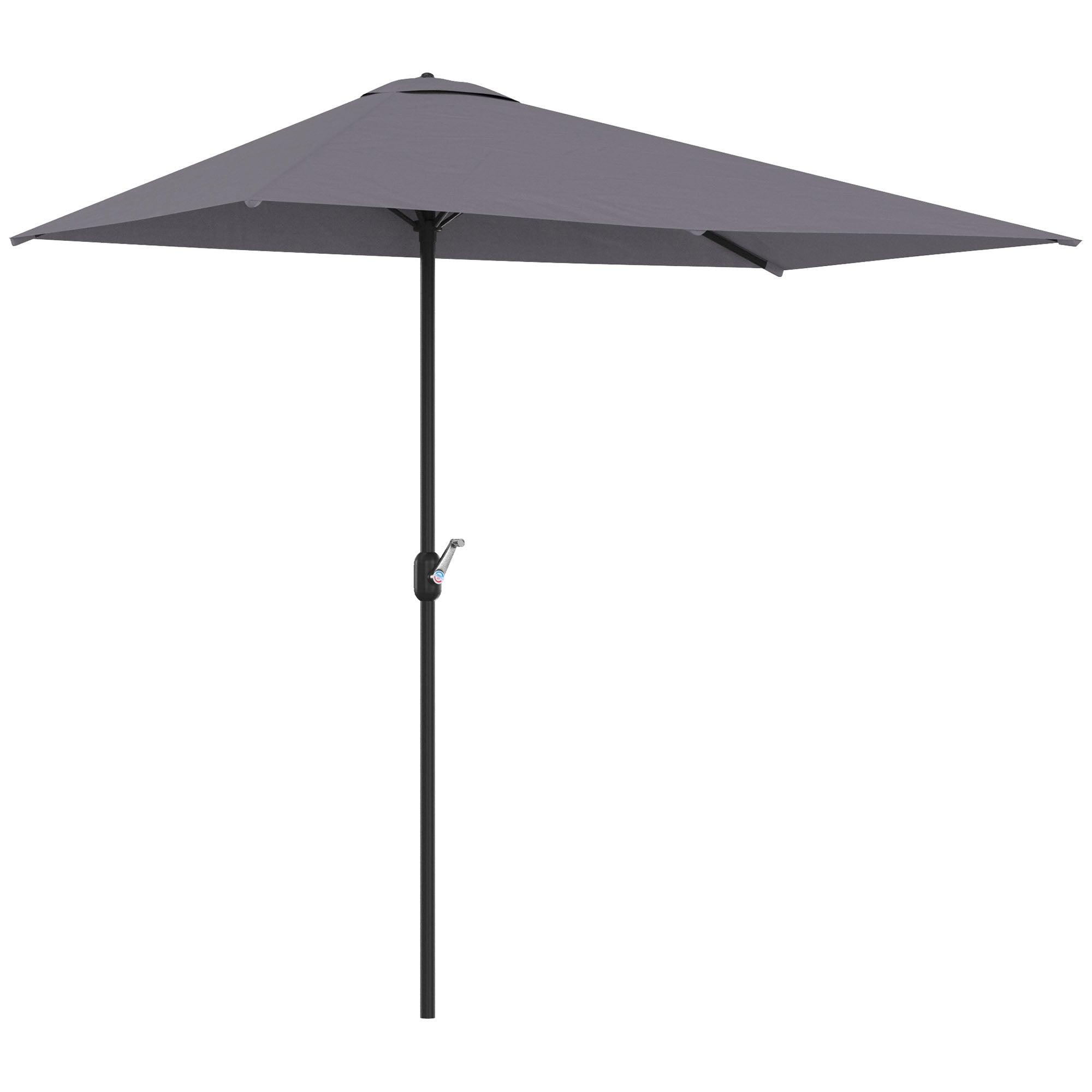 Outsunny Balcony Half Parasol Semi Round Umbrella Patio Crank Handle (2.3 m, Grey)- NO BASE INCLUDED - North Peak Garden Furniture
