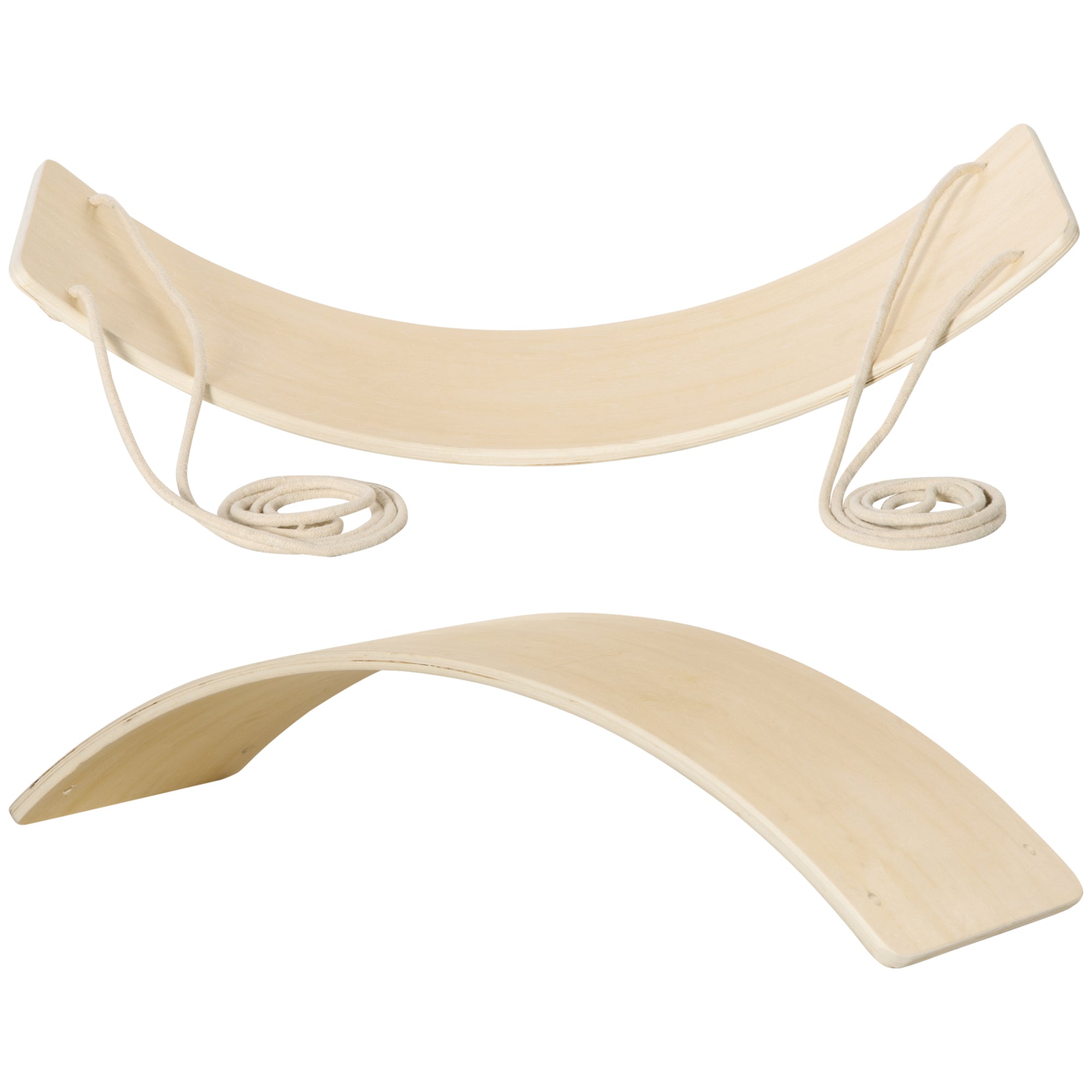 HOMCOM Wood Wobble Board with Ropes, Balance Board for Full Body Workout, Multipurpose for Kids and Adults - North Peak Garden Furniture