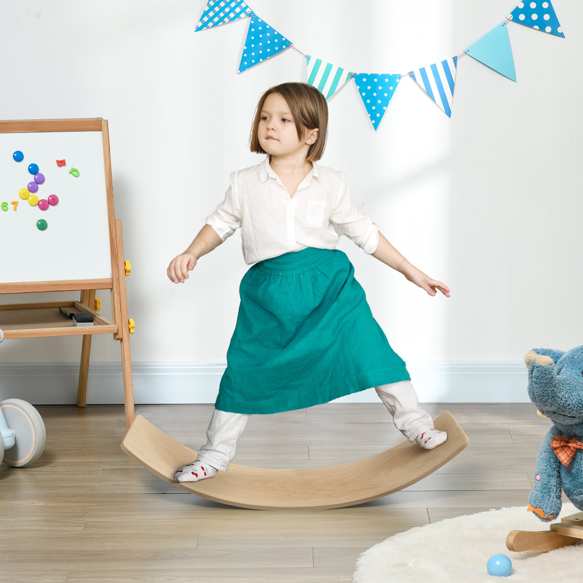 AIYAPLAY Wooden Balance Board for Children 3-8 Years Old, Natural - North Peak Garden Furniture