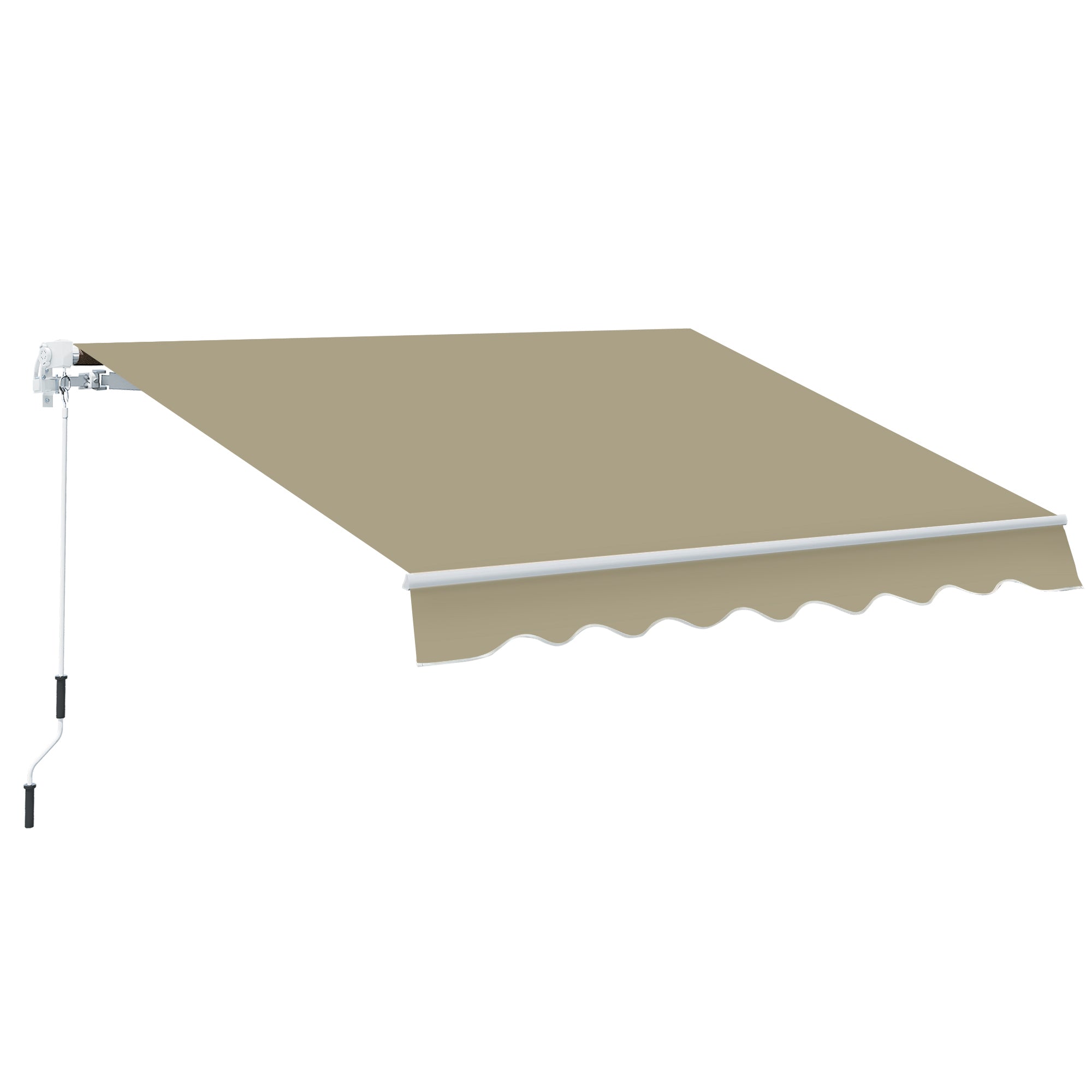 Outsunny 2.5x2 m Manual Retractable Awning-Beige Canopy/White Frame - North Peak Garden Furniture