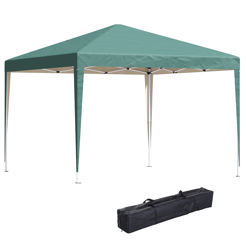 Outsunny 3 x 3M Garden Pop Up Gazebo Height Adjustable Marquee Party Tent Wedding Canopy with Carrying Bag, Green - North Peak Garden Furniture