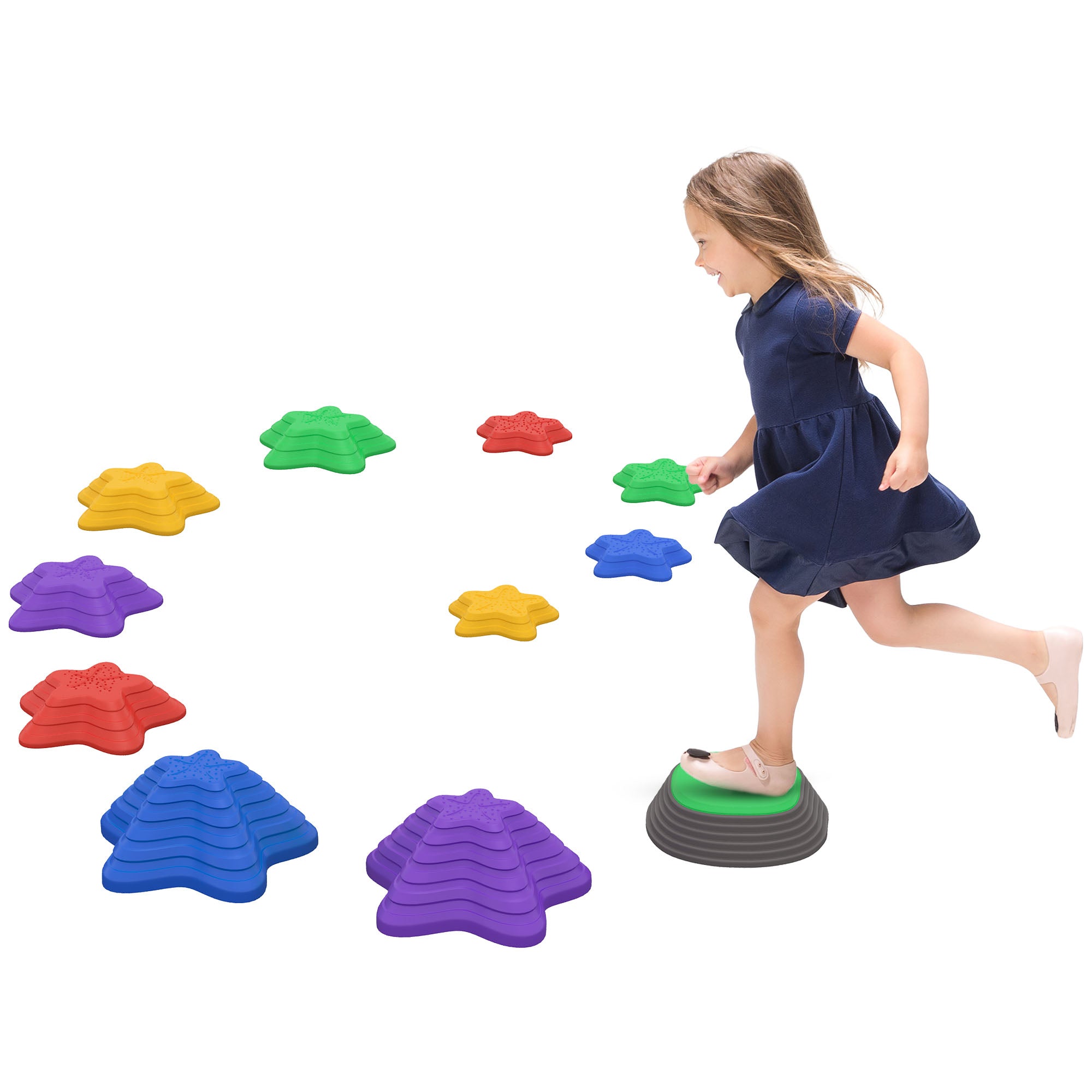 ZONEKIZ Kids Stepping Stones, 11 Pieces Balance River Stones for Obstacle Course, Stackable Non-Slip Starfish Shape, Sensory Play for Indoors, Outdoors - North Peak Garden Furniture
