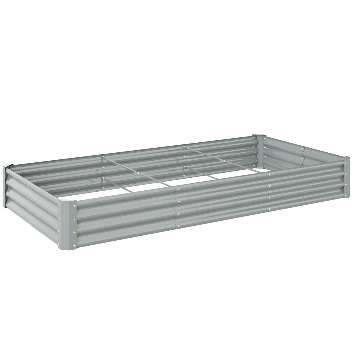 Outsunny 240 x 120cm Galvanised Steel Open Planter - Silver
