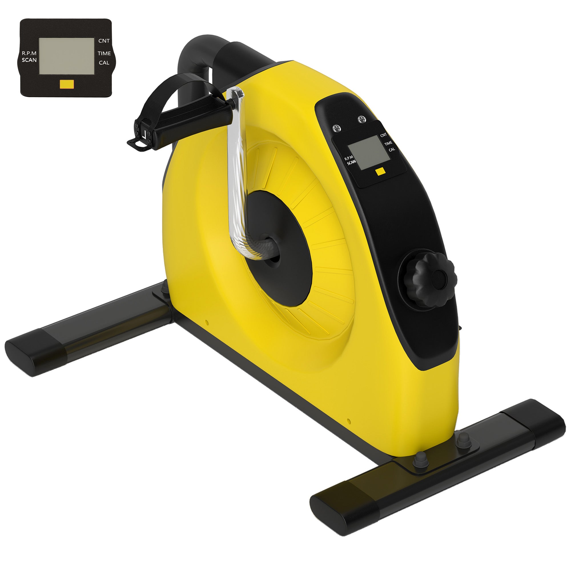 SPORTNOW Mini Exercise Bike, Portable Pedal Exerciser with LCD Display for Legs, Arms, Rehabilitation, Therapy, Yellow - North Peak Garden Furniture