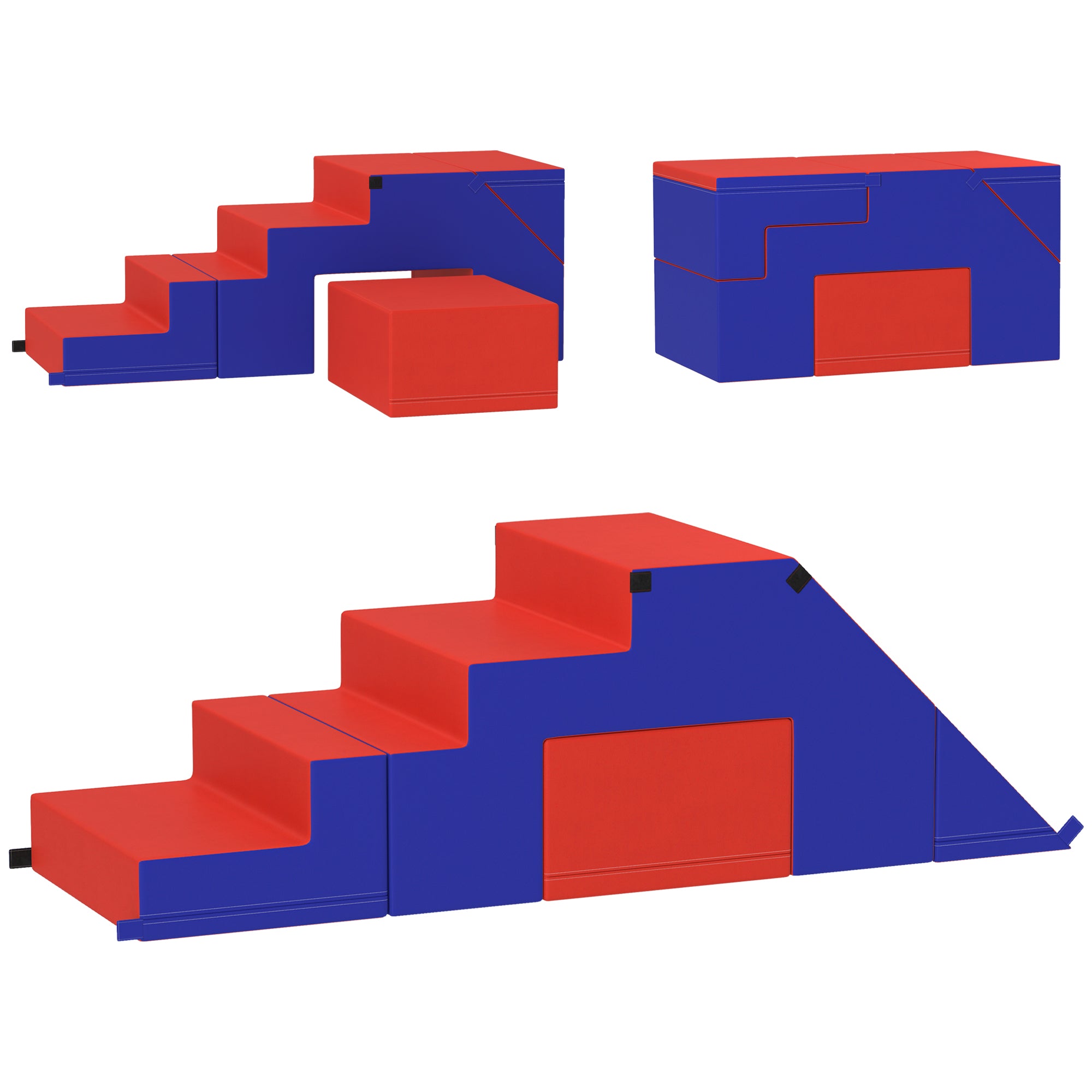 HOMCOM 2-piece Soft Play Set, Baby Foam Climber Block for Toddler 1-3 Years, Dark Blue - North Peak Garden Furniture