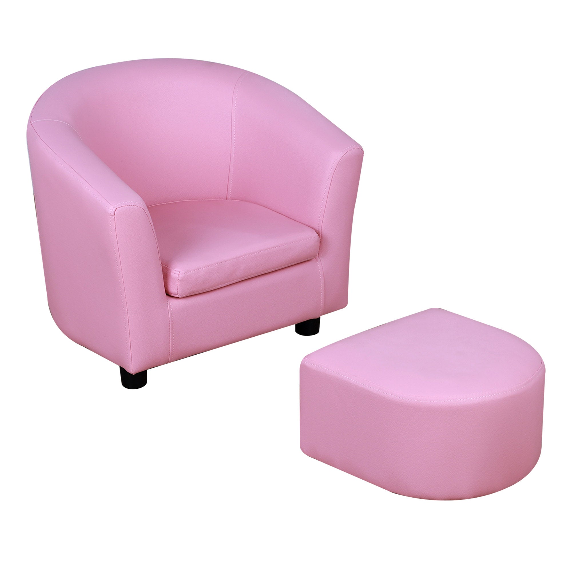 HOMCOM Kids Toddler Sofa Children's Armchair Footstool with Thick Padding, Anti-skid Foot Pads, 30 x 28 x 21cm, Pink - North Peak Garden Furniture