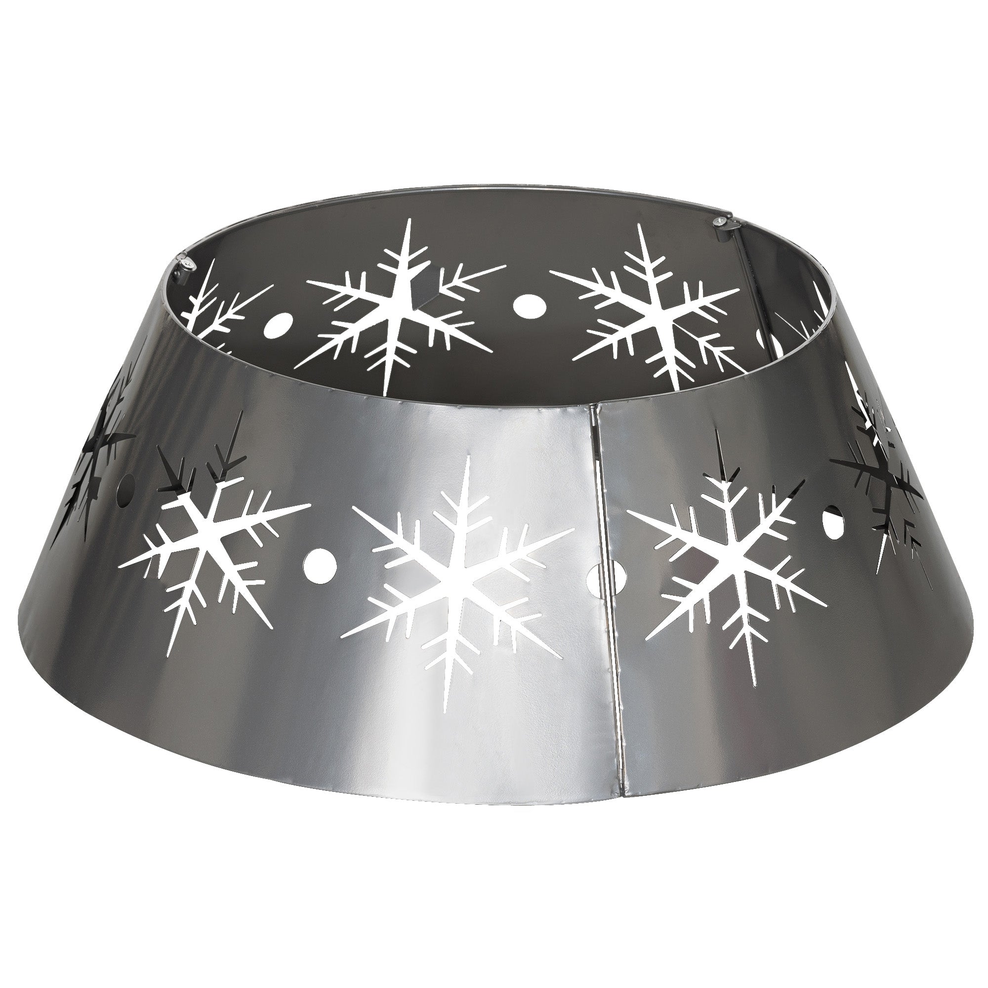HOMCOM Christmas Tree Collar, 66cm Christmas Tree Base Cover with Hollow Snowflake Patterns, Xmas Decoration for Party, Holiday, Home, Silver - North Peak Garden Furniture