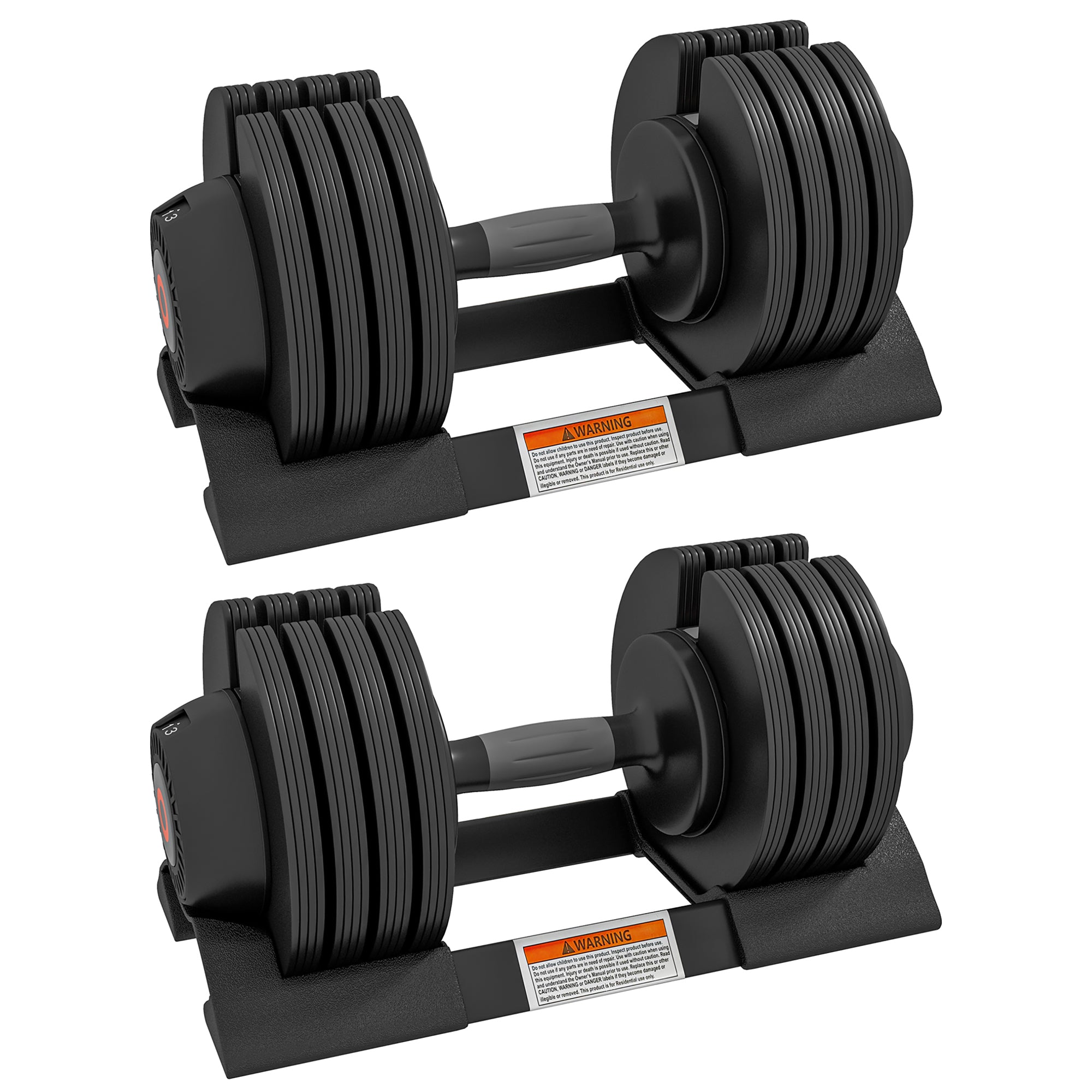 SPORTNOW 2 x 24KG Adjustable Dumbbells Set, 4-in-1 Weights Set with Storage Tray and Non-Slip Handle, Home Gym Fitness Equipment, Black - North Peak Garden Furniture