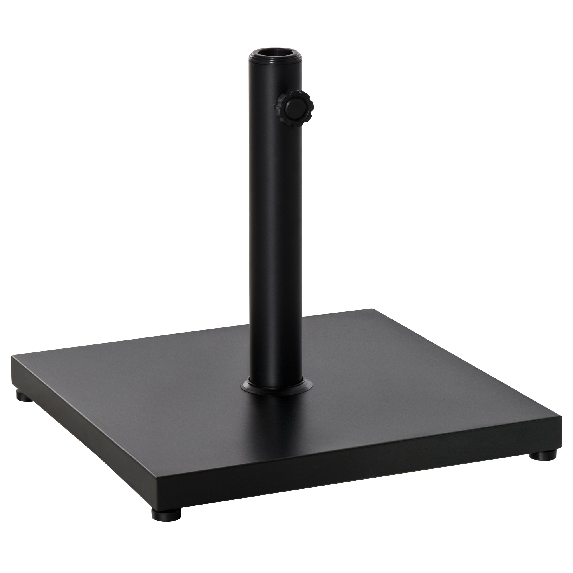 Outsunny Φ35/38/48MM 18KG Steel Square Parasol Stand Base w/ Adjustable Knob Umbrella Stand Garden Patio Outdoor Home, Black - North Peak Garden Furniture
