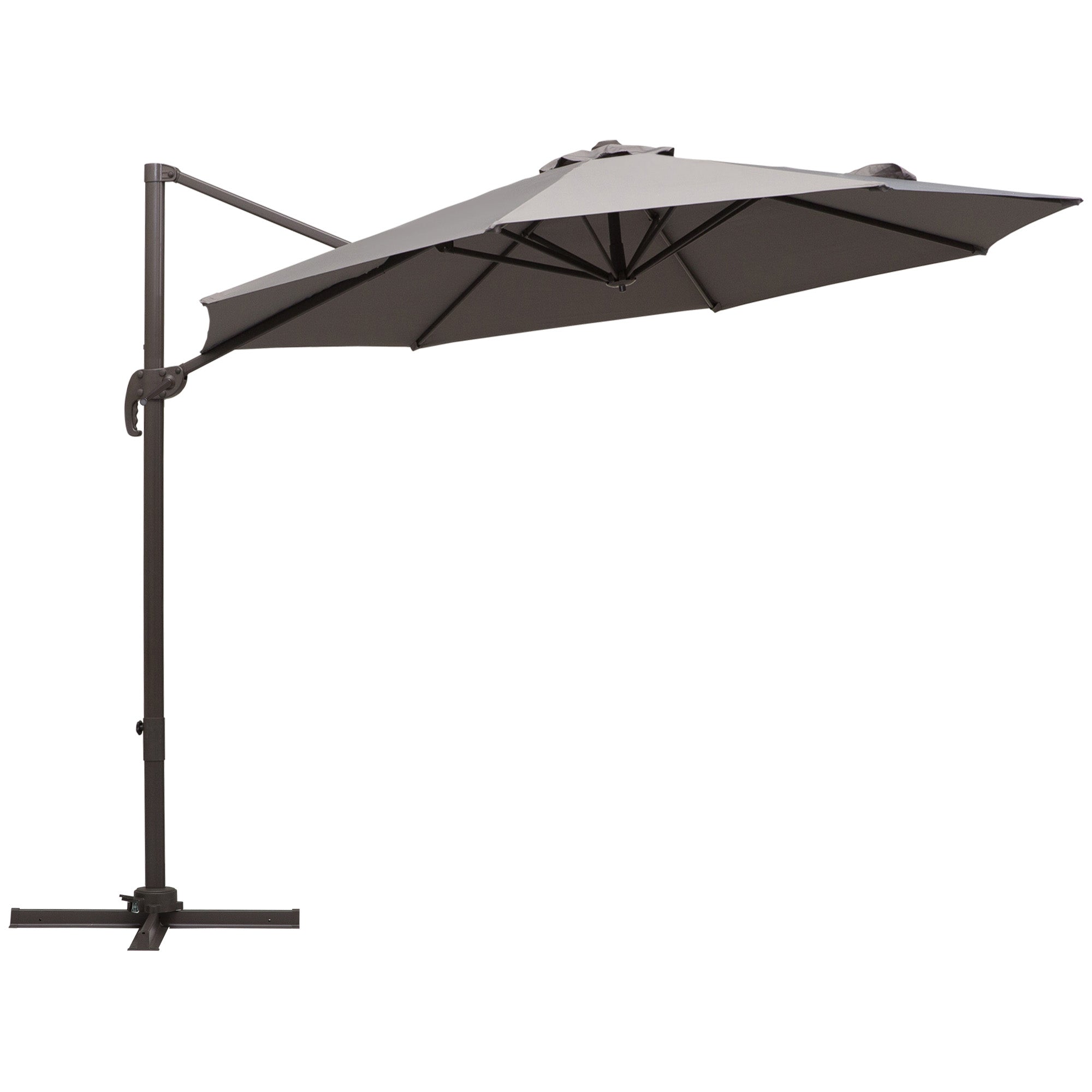 Outsunny 3m Cantilever Aluminium Frame Outdoor Garden Parasol Grey - North Peak Garden Furniture