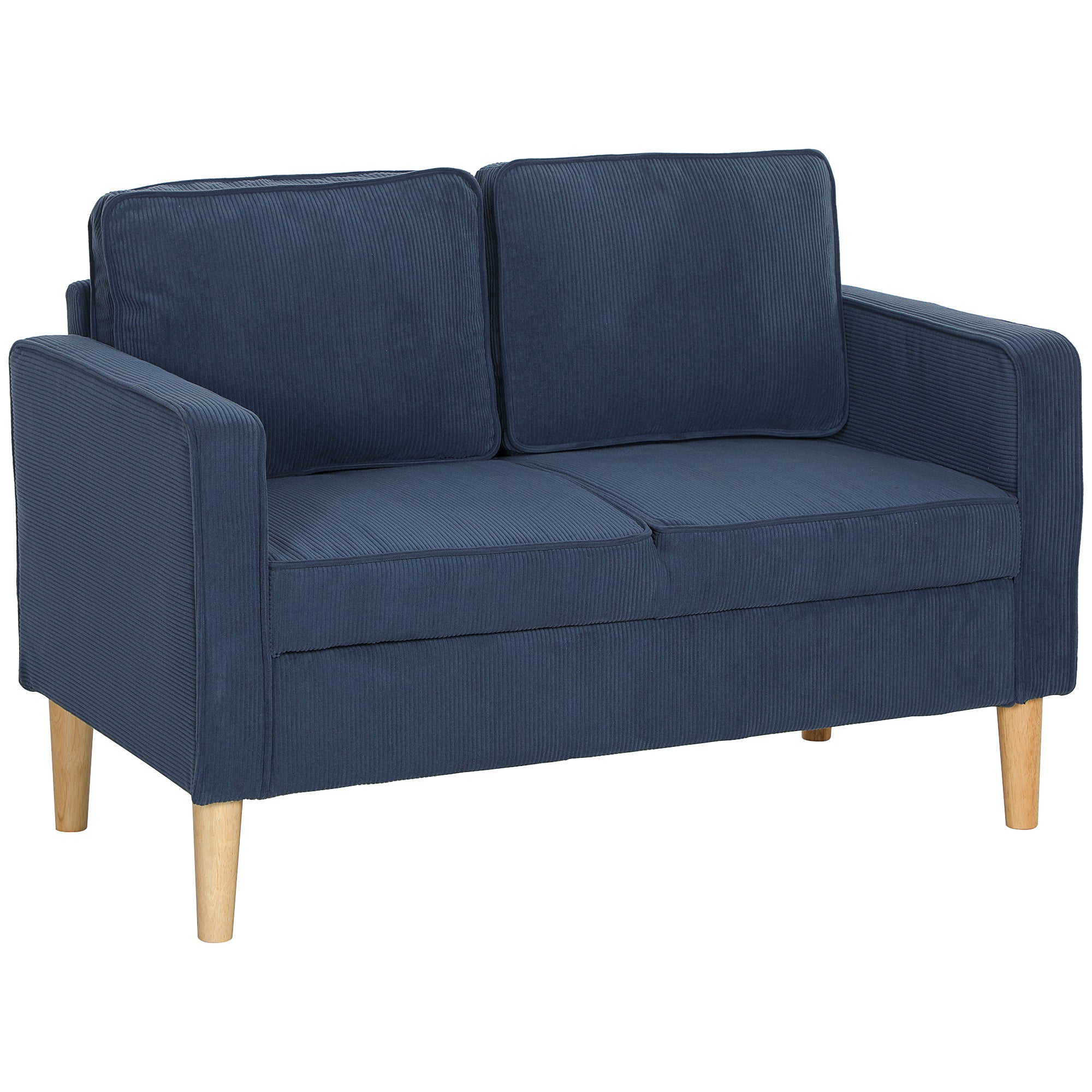 HOMCOM Small Two-Seater Corduroy Sofa - Blue - North Peak Garden Furniture