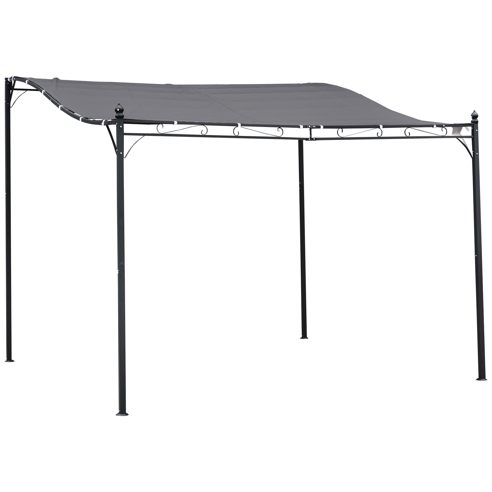 Outsunny 3x3m Freestanding Metal Wall Awning Canopy Grey - North Peak Garden Furniture