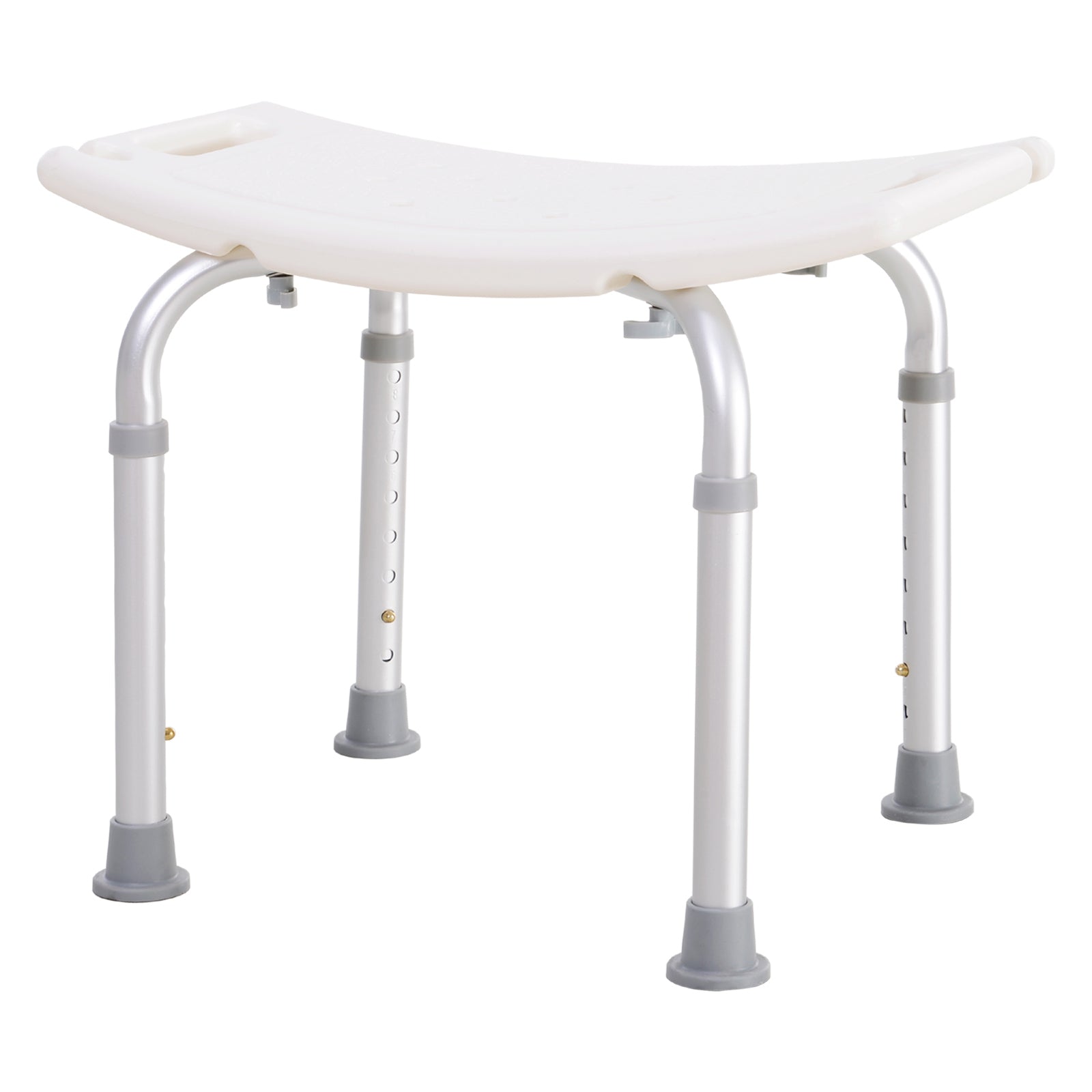 HOMCOM Height Adjustable Bath Stool, Aluminium Shower Stool with Non-Slip Pads for Elderly, Disabled, Seniors, Pregnant, White - North Peak Garden Furniture