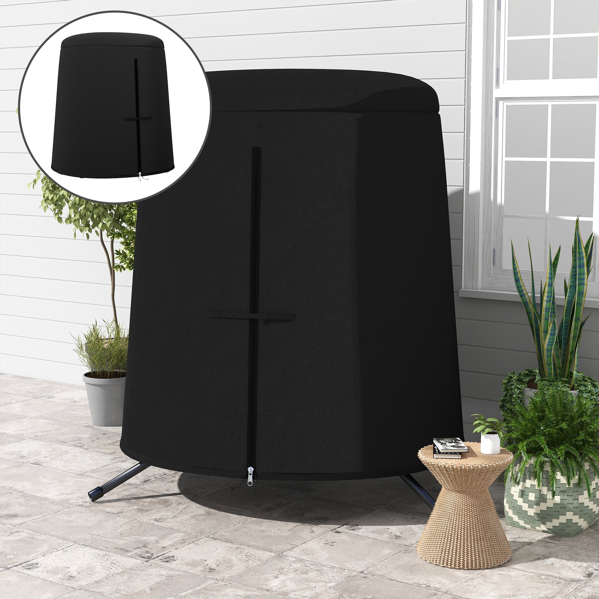Outsunny 196 x 230cm Hanging Egg Chair Protective Cover - Black - North Peak Garden Furniture
