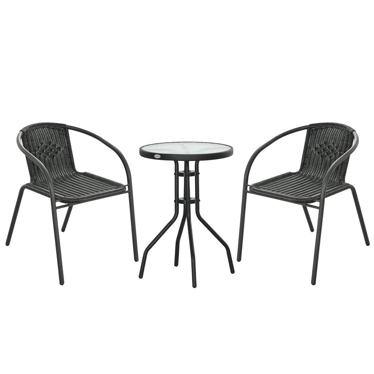 Outsunny 3 Pieces Rattan Bistro Set - Black