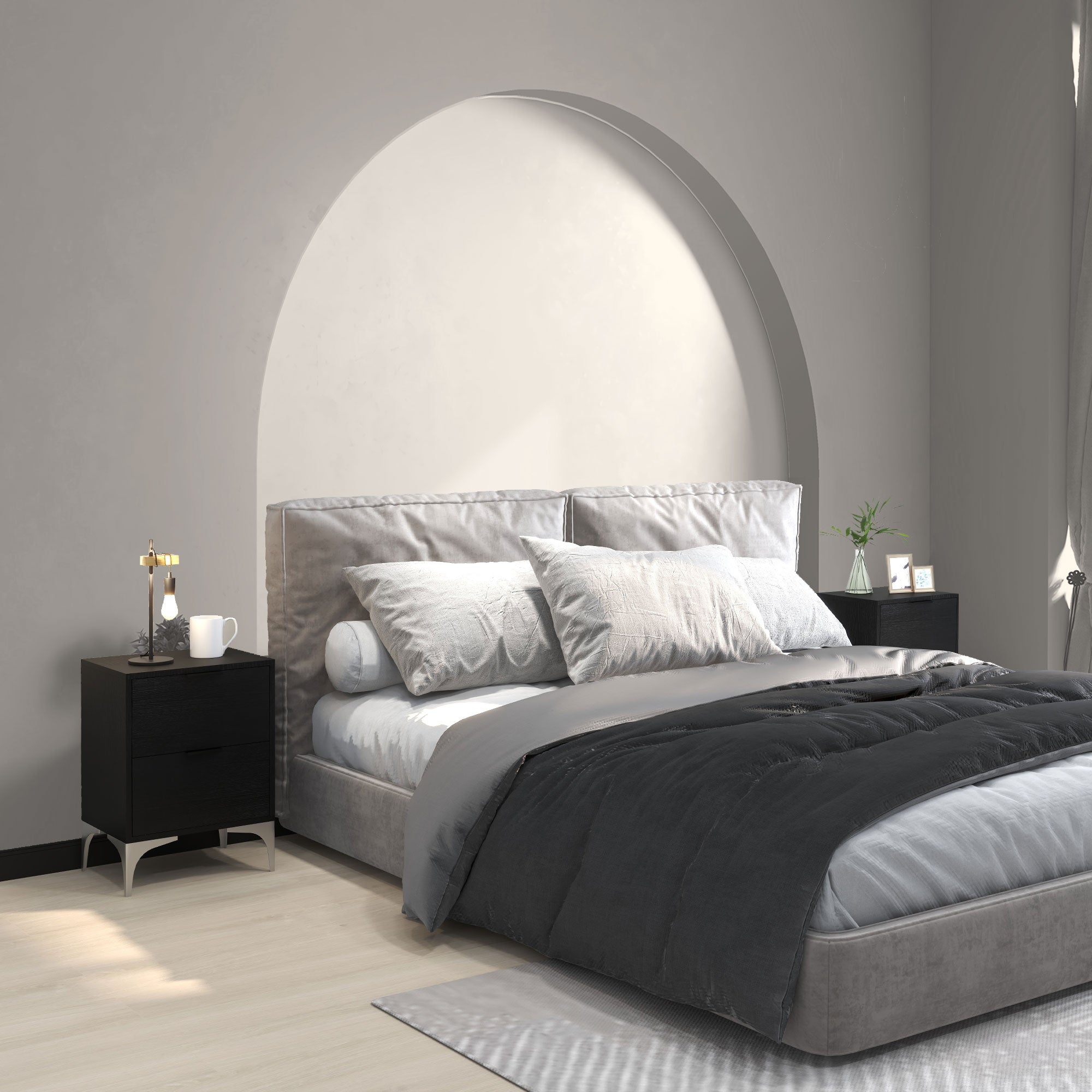 HOMCOM Set of Two Wood Effect Bedside Tables - North Peak Garden Furniture