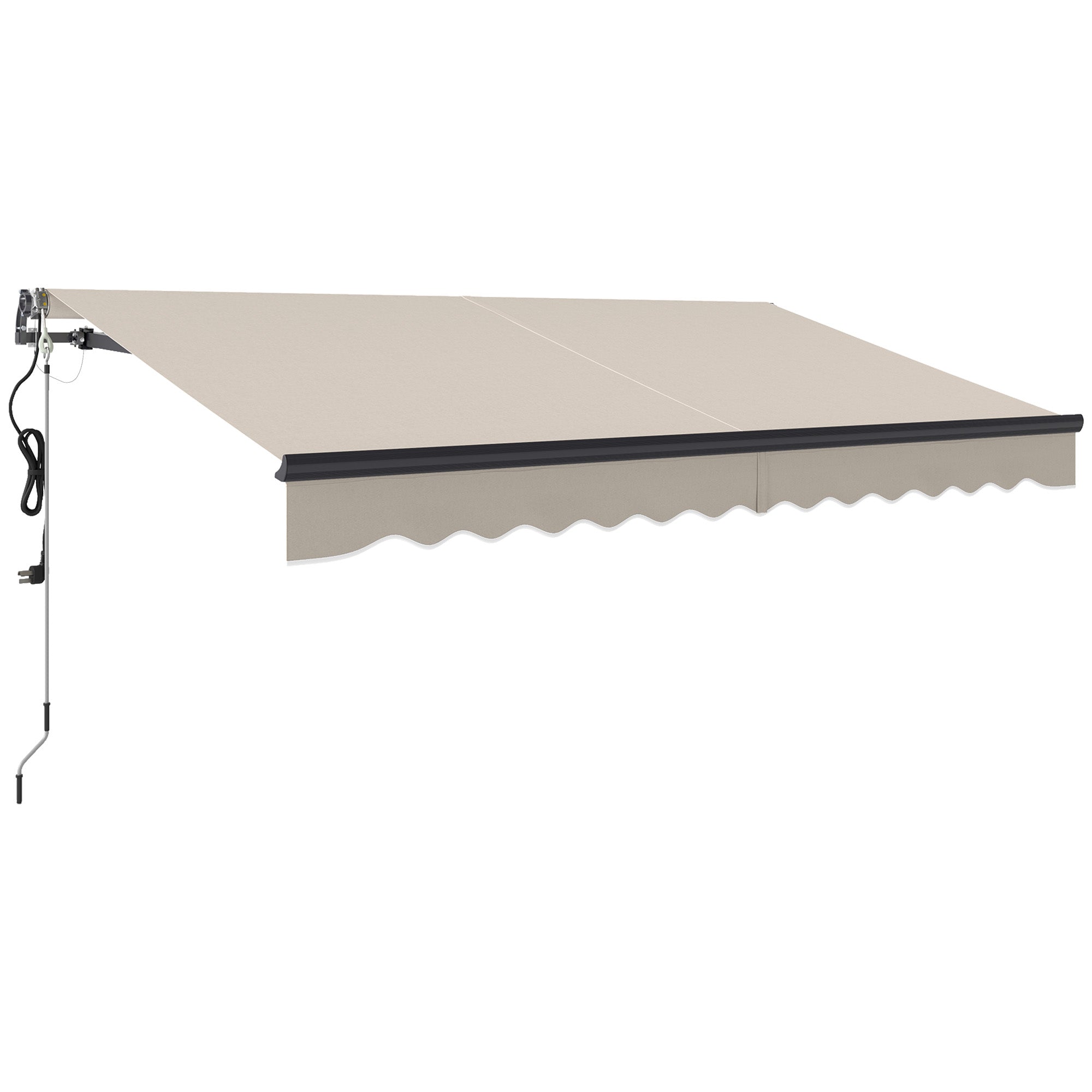 Outsunny 3.5 x 3m Electric/Manual Awning, with Remote - Beige - North Peak Garden Furniture