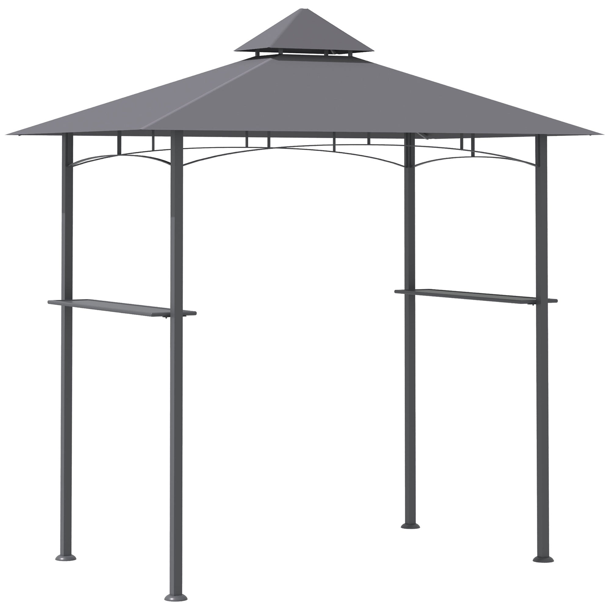 Outsunny 2.5M (8ft) New Double-Tier BBQ Gazebo Grill Canopy Barbecue Tent Shelter Patio Deck Cover - Grey - North Peak Garden Furniture
