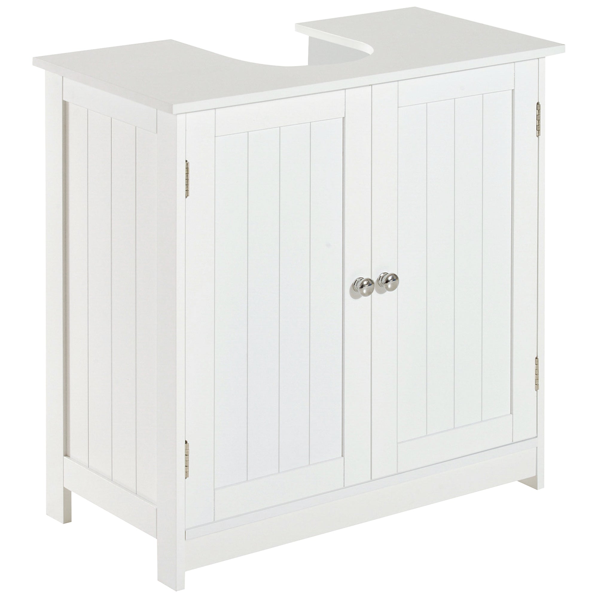 HOMCOM Under Sink Bathroom Storage Cabinet 2 Layers Vanity Unit Wooden - White - North Peak Garden Furniture