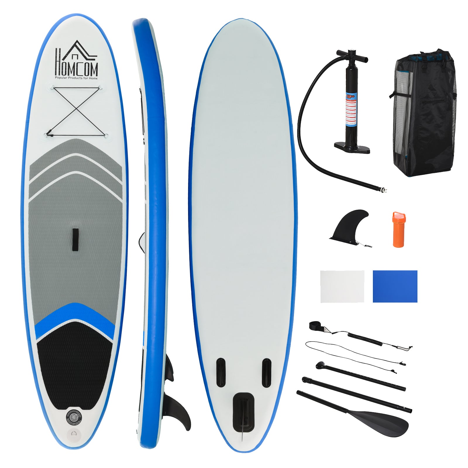 HOMCOM Stand Up Paddle Board SUP Accessory Carry Bag Adj Paddle Pump Leash Inflatable Paddle Board - North Peak Garden Furniture