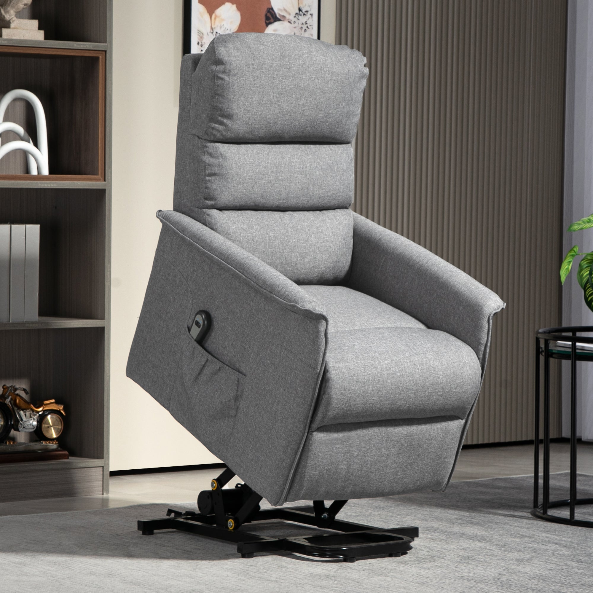 HOMCOM Electric Riser Recline Armchair, with Footrest - Grey - North Peak Garden Furniture