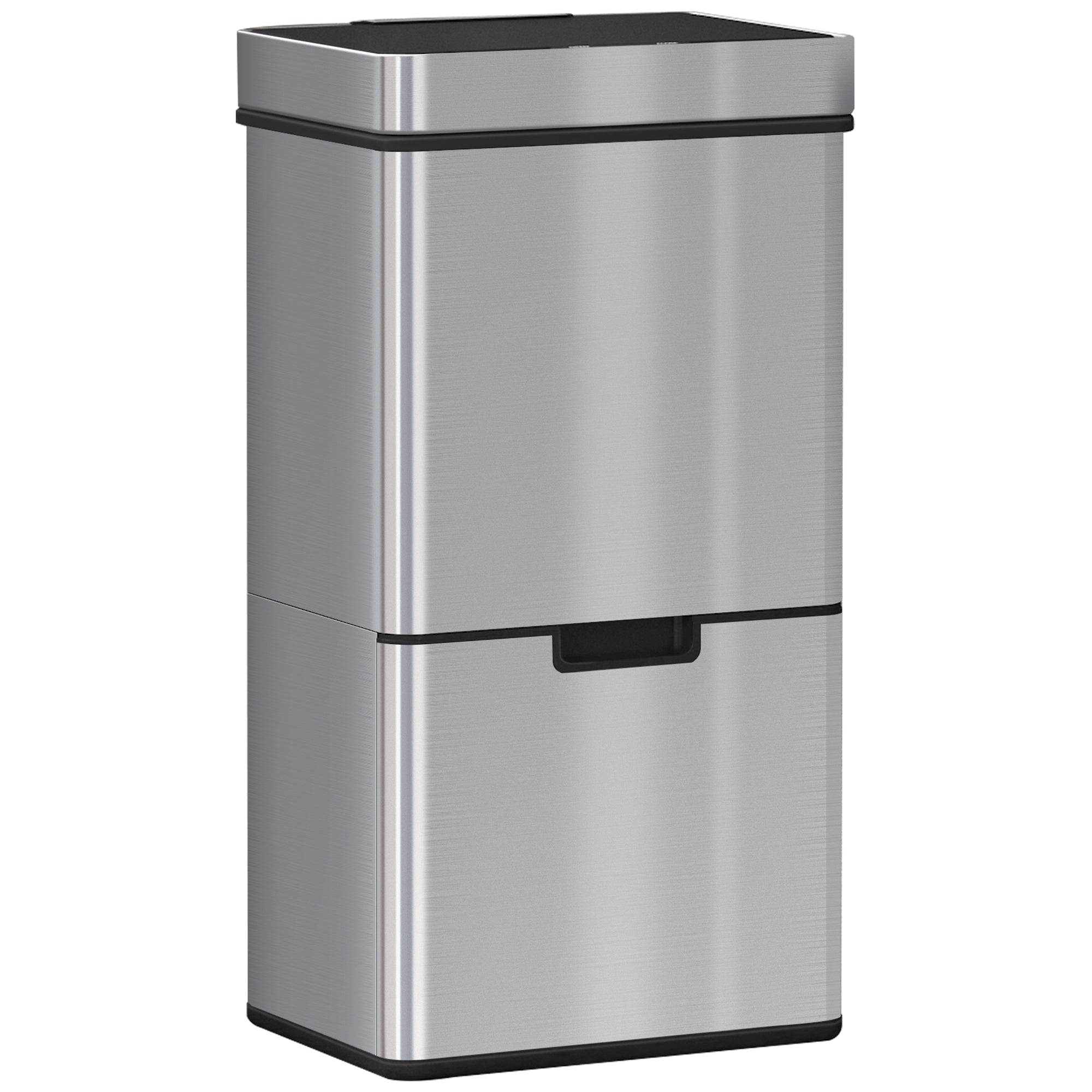 HOMCOM 72L Recycling Sensor Bin Stainless Steel 3 Compartments For Both Wet/Dry Waste w/Removable Lid Kitchen Home - North Peak Garden Furniture