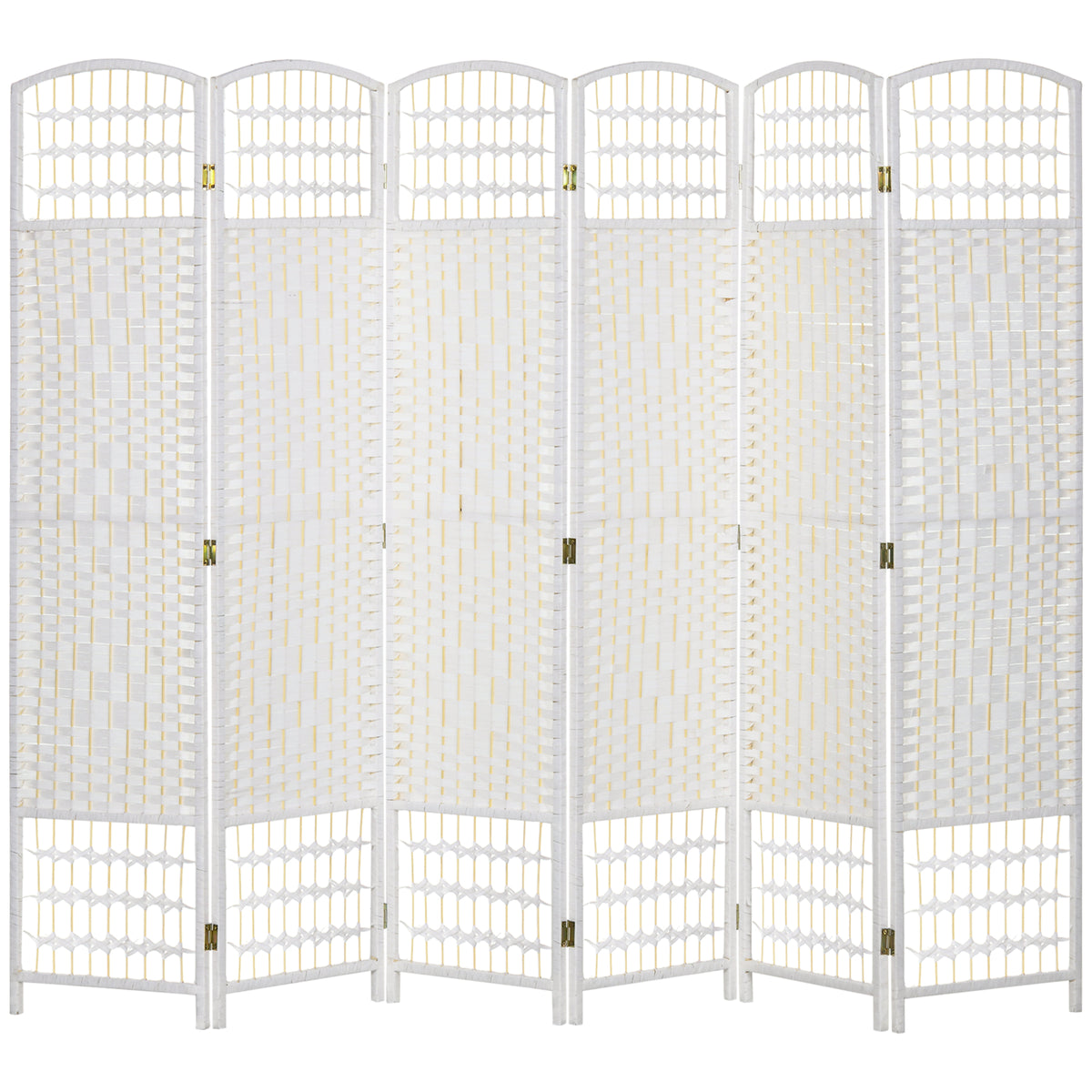 HOMCOM 6 Panel Folding Room Divider, Privacy Screen, Paravent Partition Separator for Living Room, Bedroom, White