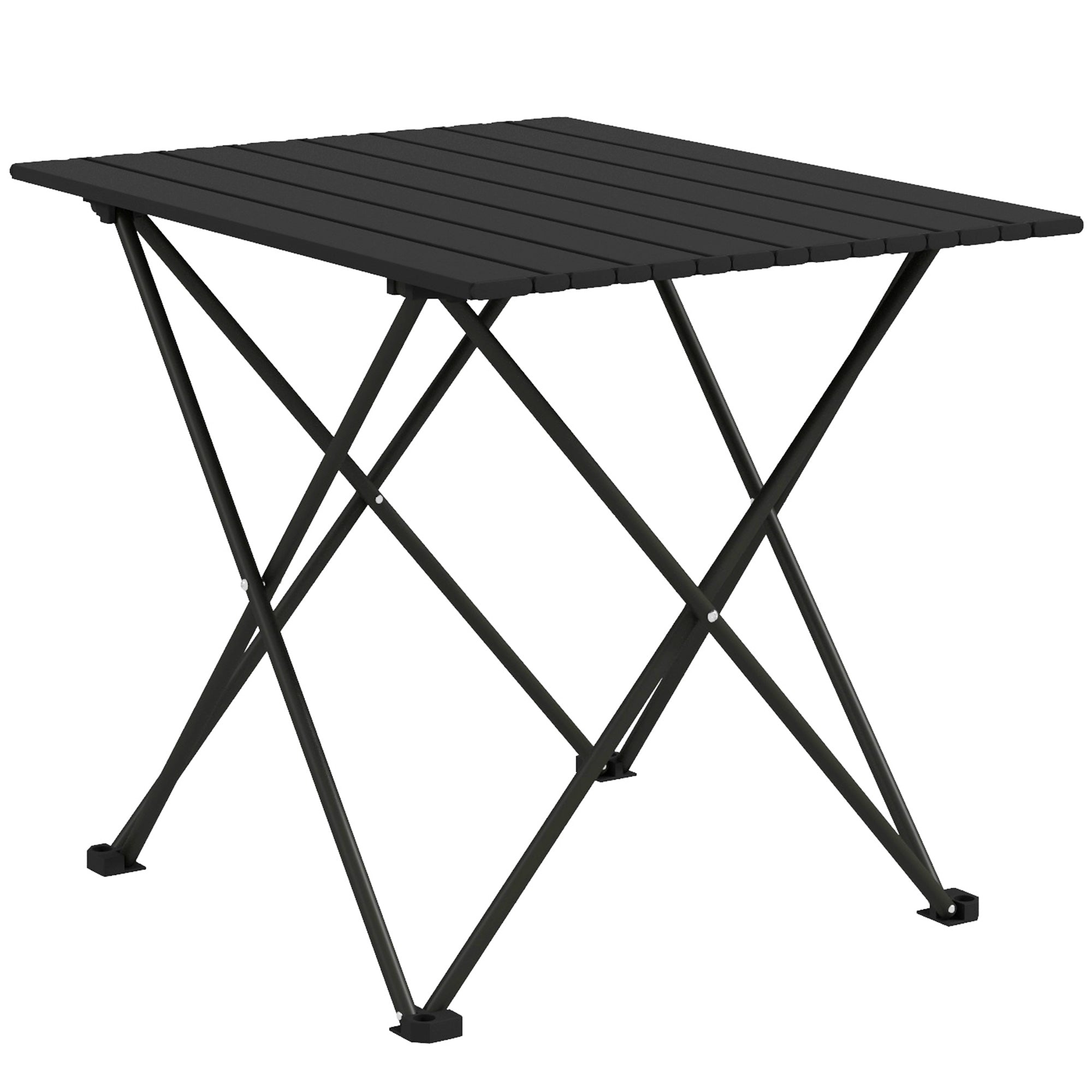 Outsunny Folding Camping Table, Lightweight Metal Picnic Table with Carry Bag, Foldable Table for Outdoor Camping, Picnic, Hiking, BBQ, Fishing, Black - North Peak Garden Furniture