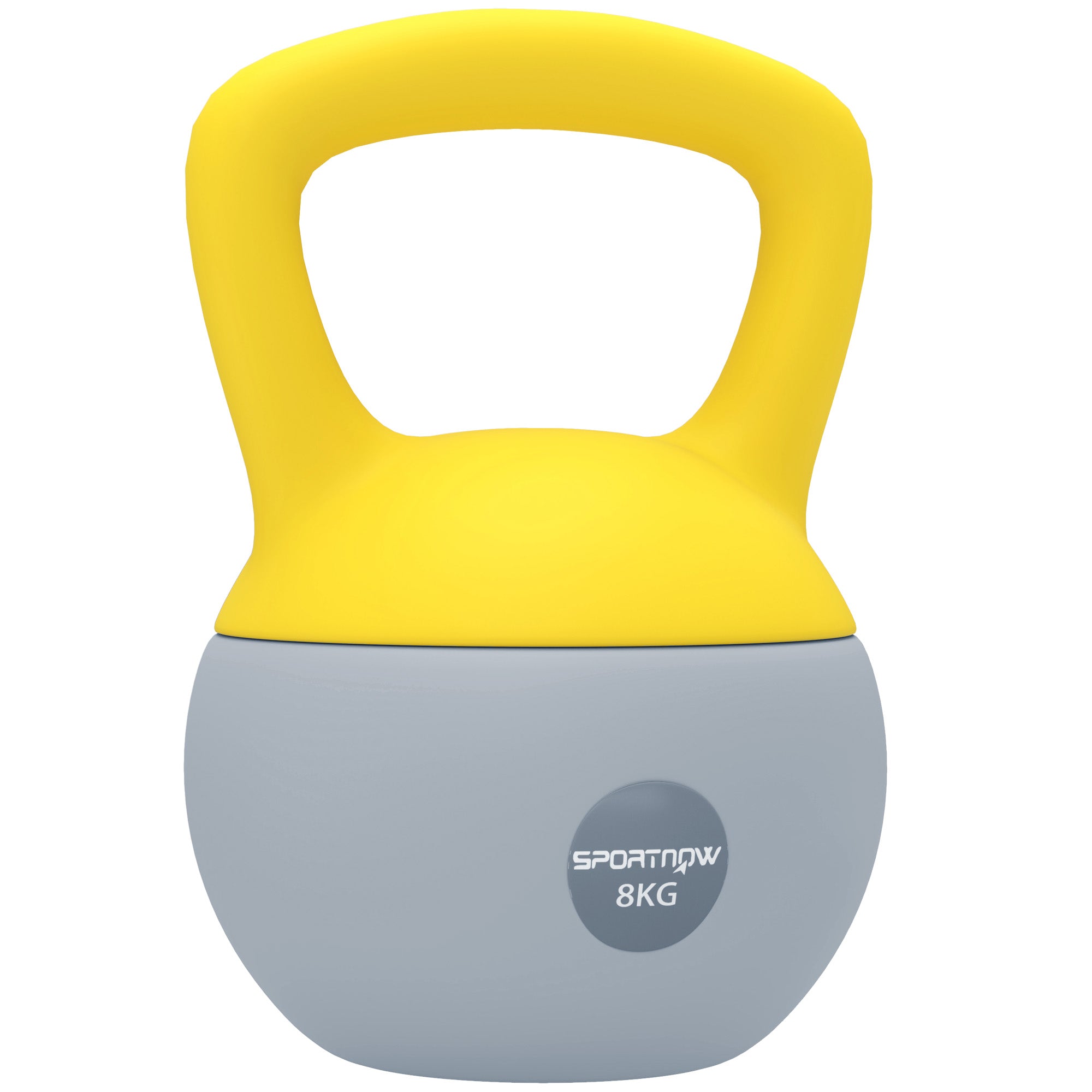 SPORTNOW Soft Kettlebell, 8kg Kettle Bell with Non-Slip Handle for Home Gym Weight Lifting and Strength Training, Yellow and Grey - North Peak Garden Furniture
