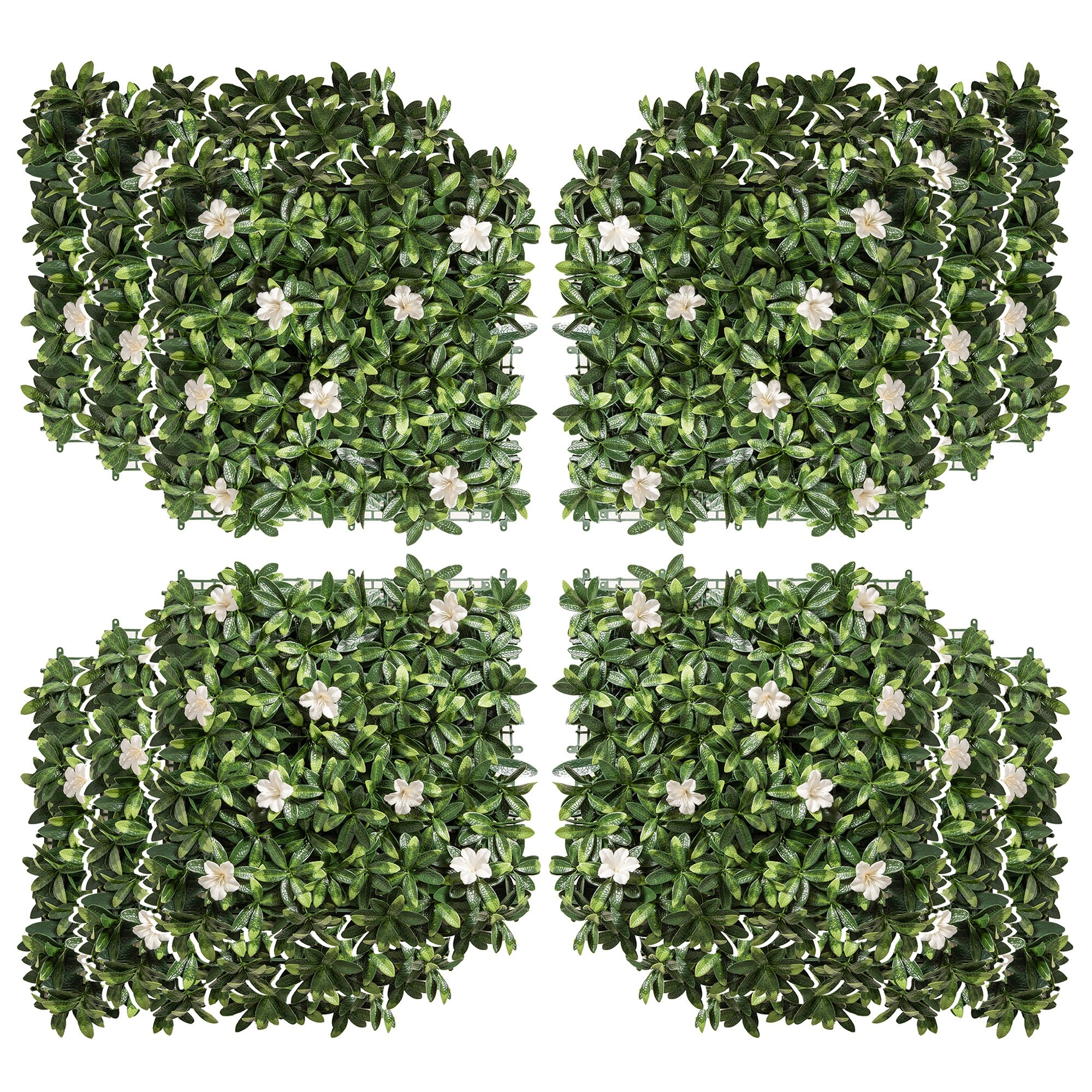 Outsunny 12PCS Artificial Boxwood Wall Panels 50cm x 50cm Rhododendron Privacy Fence Screen Faux Hedge Greenery Backdrop for Home Garden Backyard Balcony - North Peak Garden Furniture