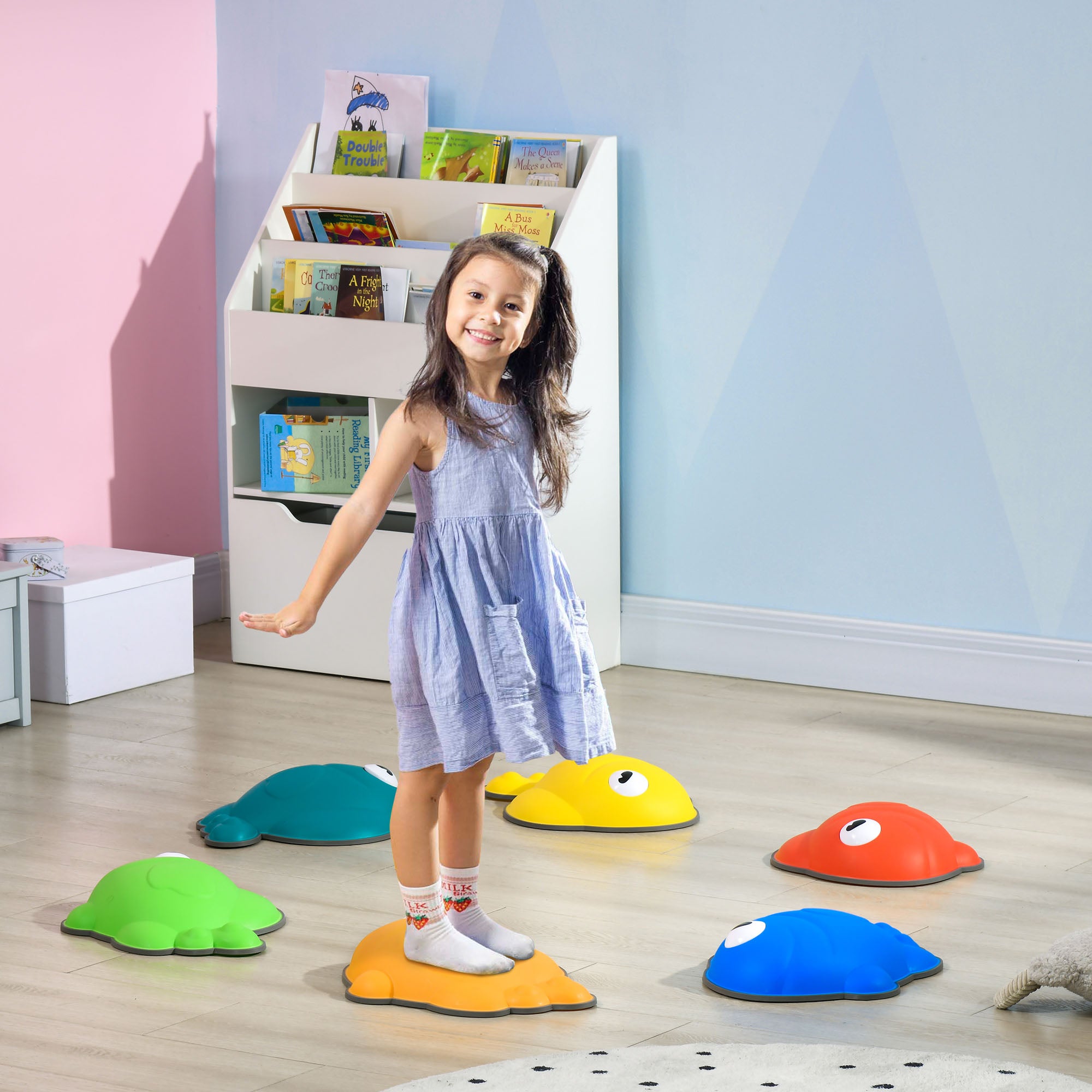 AIYAPLAY 6 Pcs Balance Stepping Stones Kids for Sensory with Non-slip Edge, Stackable Outdoor Indoor Obstacle Course - North Peak Garden Furniture