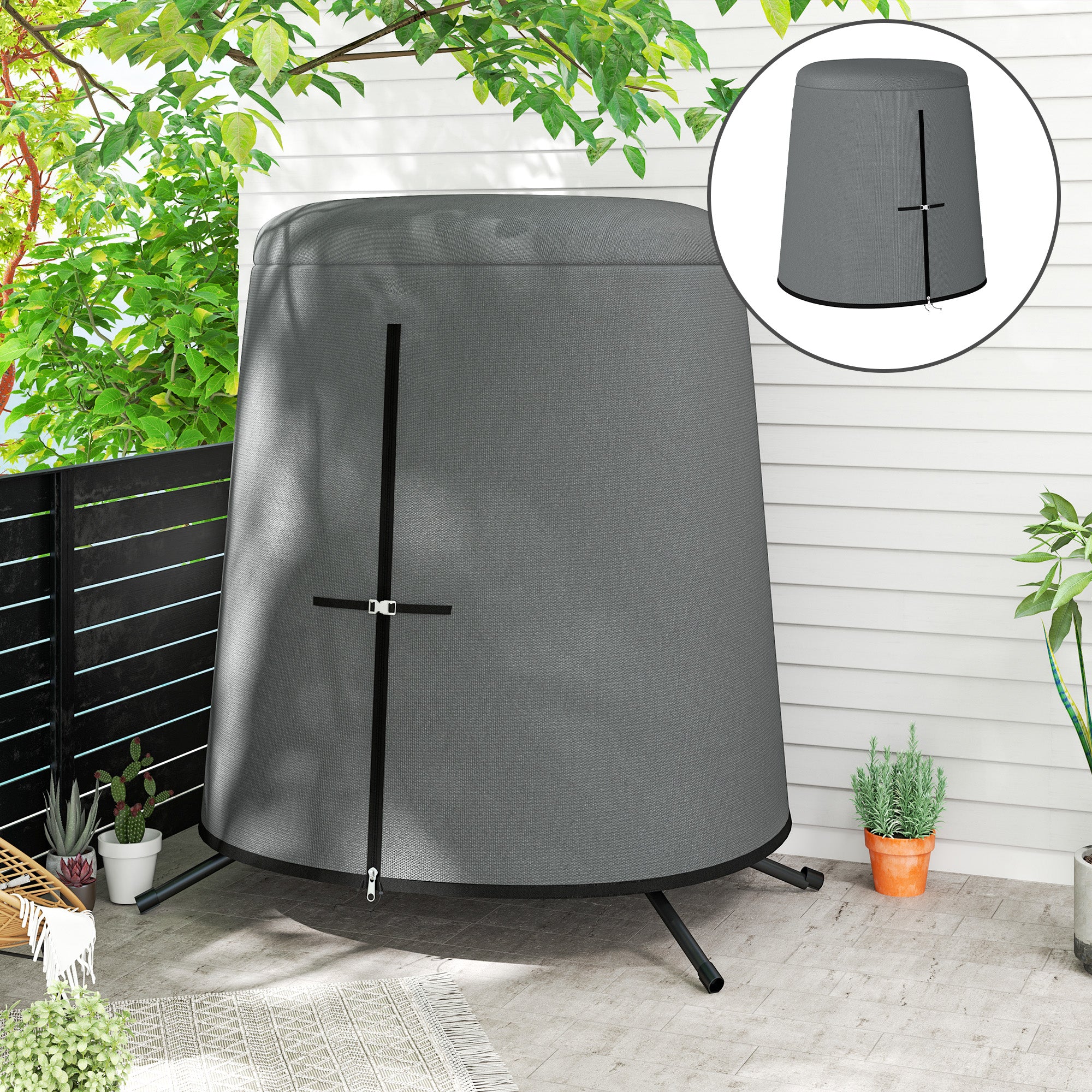 Outsunny 196 x 230 cm Hanging Egg Chair Protective Cover - Grey - North Peak Garden Furniture