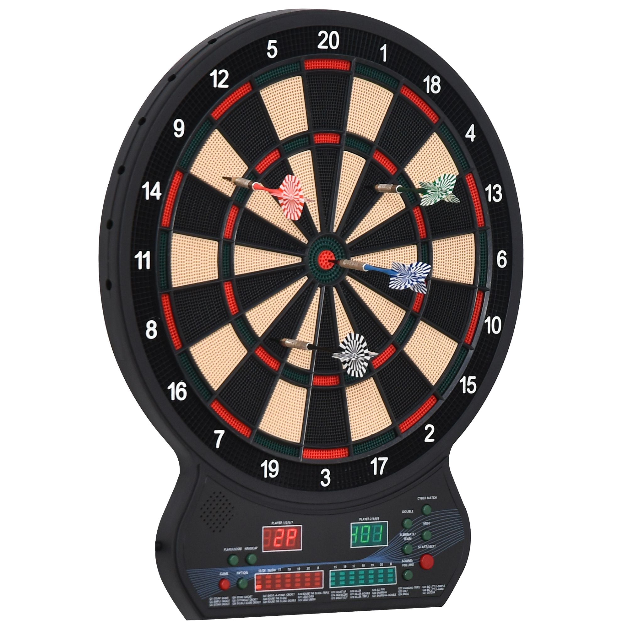 HOMCOM Electronic Hanging Dartboard LED Digital Score Set 27 Games and 202 Variations with 12 Soft Tip Darts - North Peak Garden Furniture