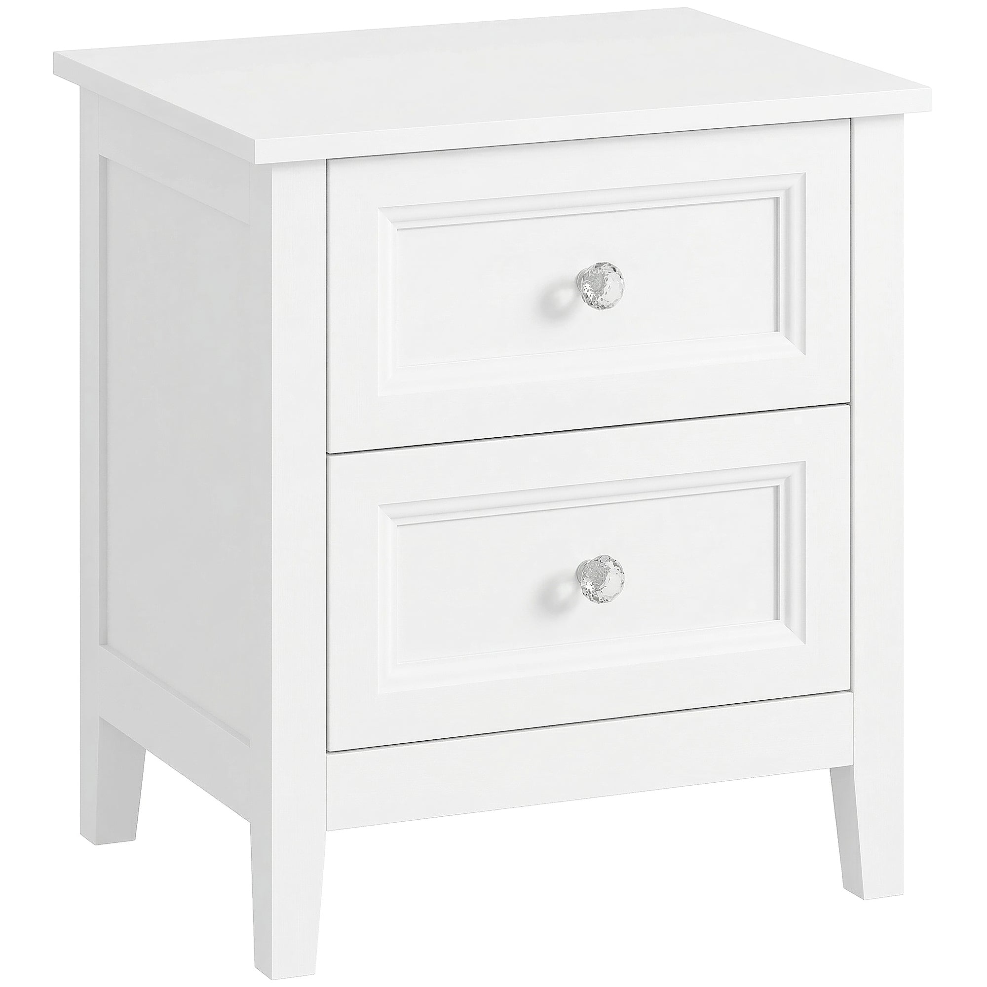 HOMCOM Nightstand with 2 Drawers Modern Bedside Table for Bedroom Living Room White