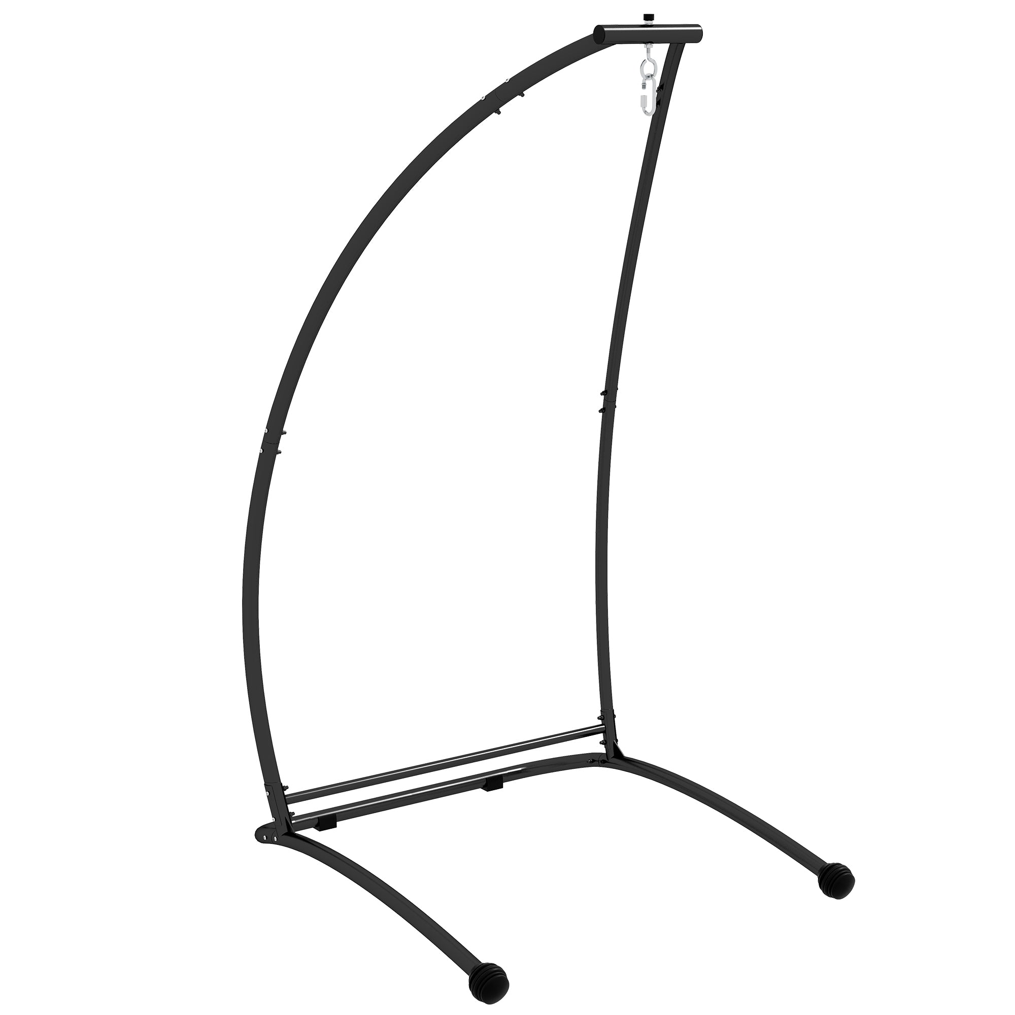 Outsunny Hammock Chair Stand, C Shape Hanging Heavy Duty Metal Frame Hammock Stand for Hanging Hammock Air Porch Swing Chair, Indoor & Outdoor Use, Black - North Peak Garden Furniture