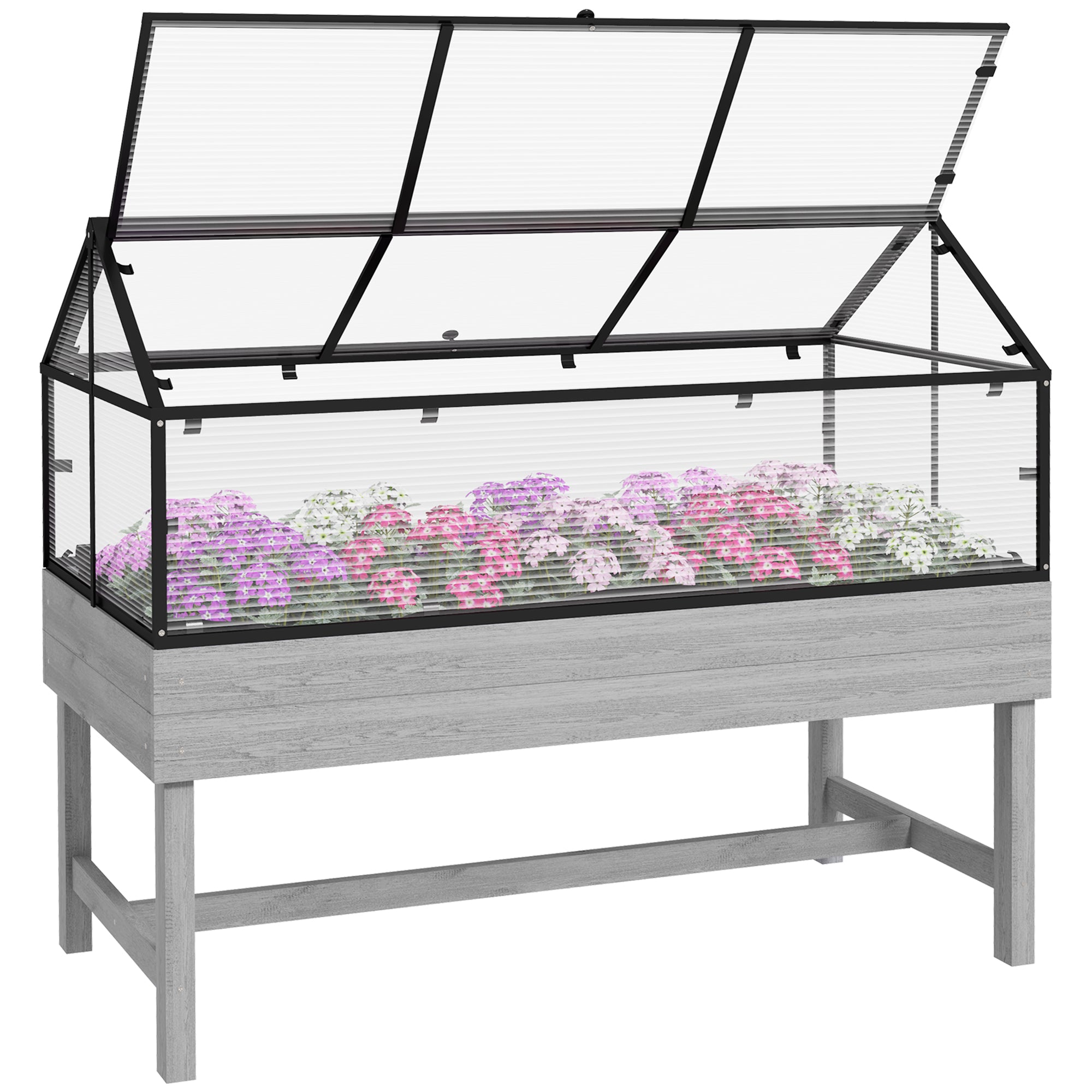 Outsunny 60 x 120cm Raised Garden Bed, with Wooden Base
