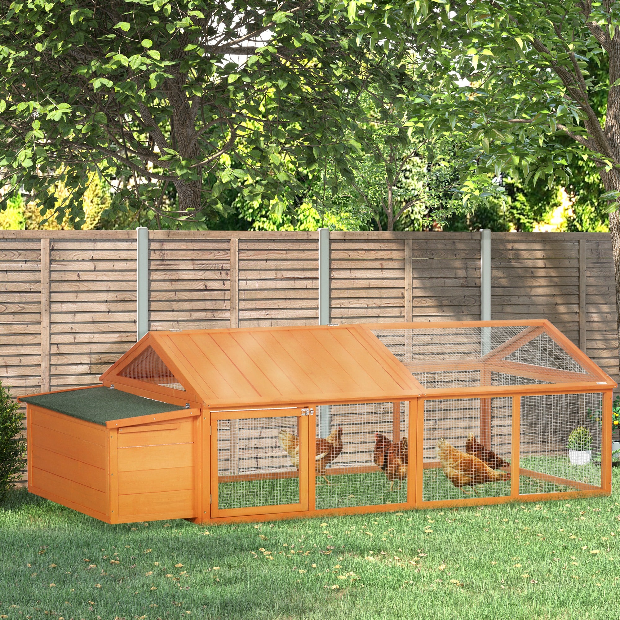 PawHut Wooden Chicken Coop with Nesting Box, Openable Roof, for 4-8 Chickens - North Peak Garden Furniture