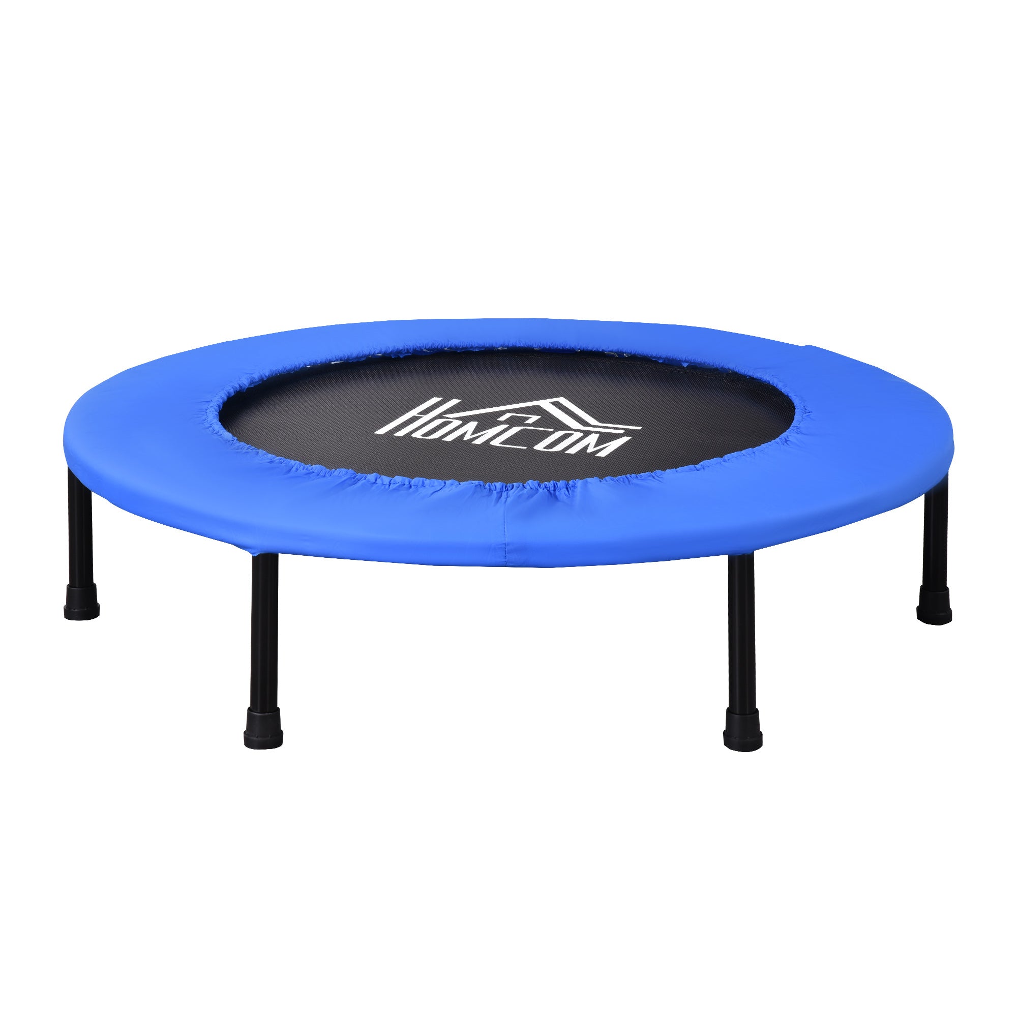 HOMCOM Fitness Trampoline Aerobic Rebounder for Indoor Outdoor Jumping Training Exercise, 91cm Round Jumper with Sponge Edge, Support Up to 100 KG, Blue - North Peak Garden Furniture