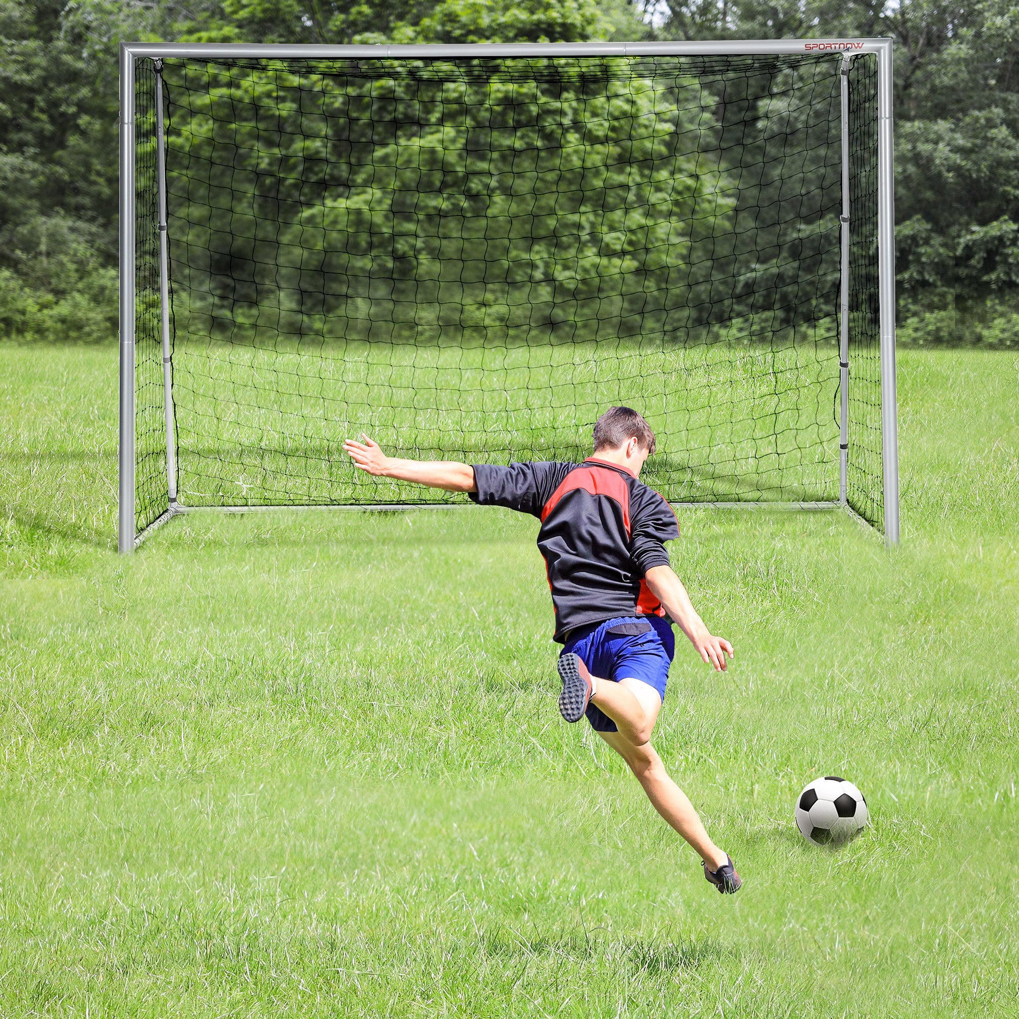 SPORTNOW 10ft x 6.5ft Football Goal, Football Net for Garden with Ground Stakes, Quick and Simple Set Up - North Peak Garden Furniture