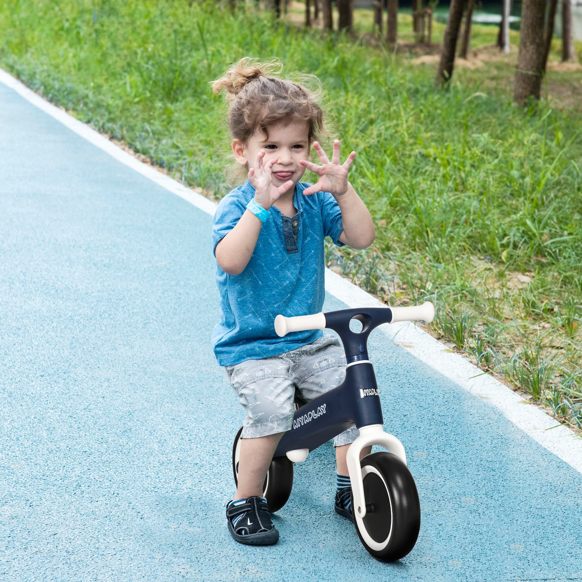 AIYAPLAY Baby Balance Bike, with Adjustable Seat, for 1.5-3 Years - Blue - North Peak Garden Furniture