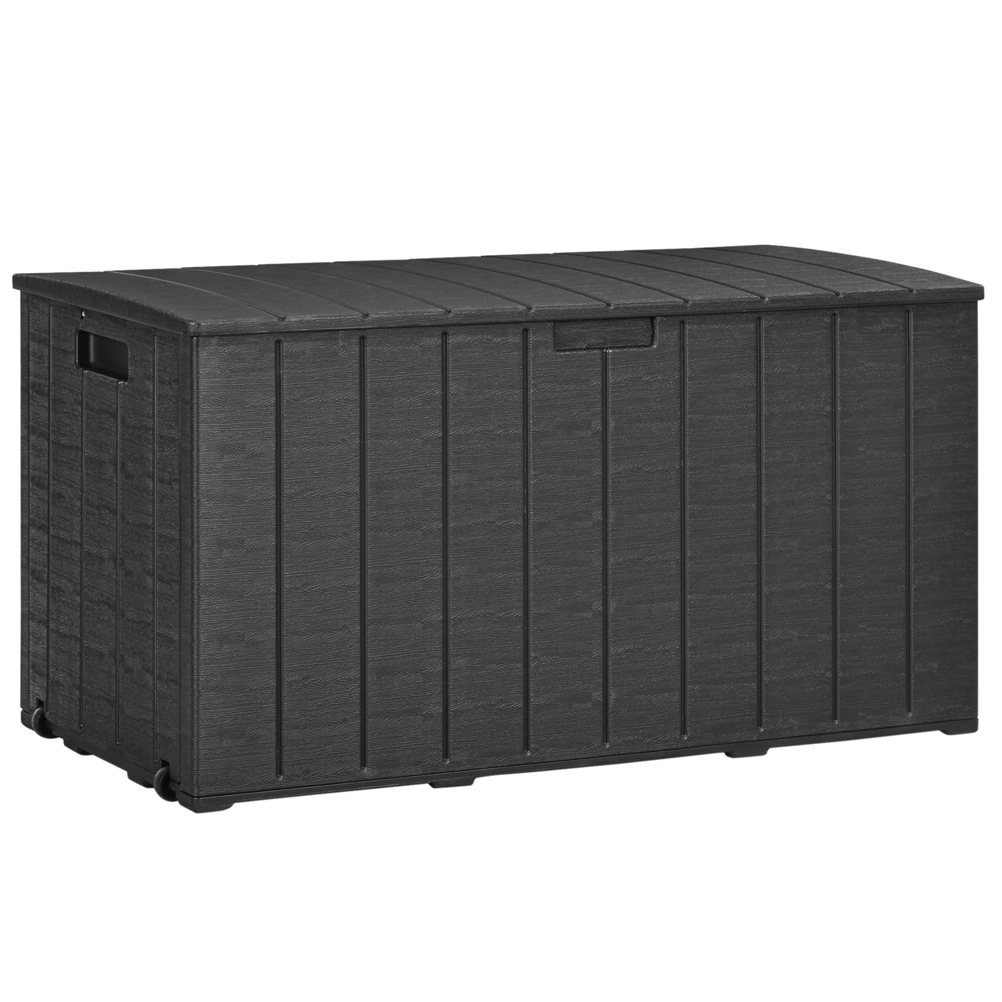 Outsunny 336 Litre Extra Large Outdoor Garden Storage Box, Water-resistant Heavy Duty Double Wall Plastic Container, Garden Furniture Organizer, Deck Cushion Chest with Wheels and Handles, Black - North Peak Garden Furniture