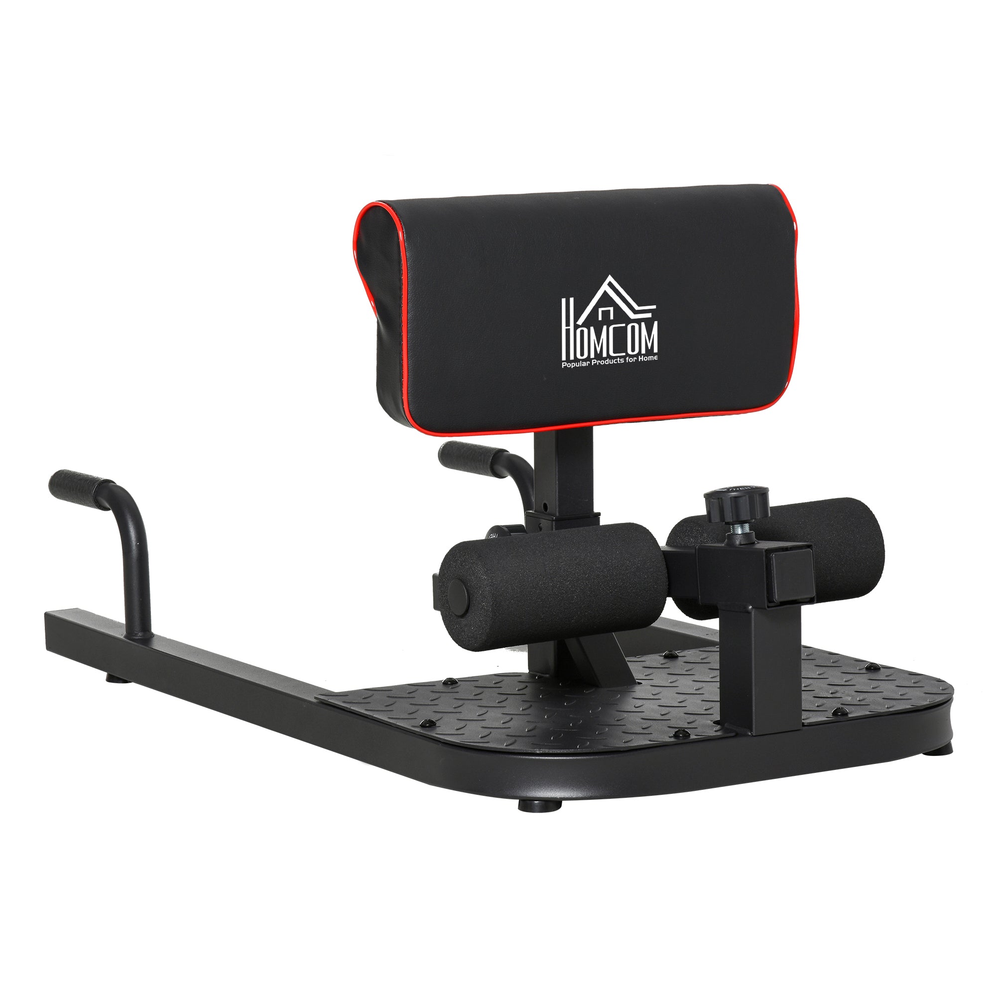 HOMCOM Squat Machine with Push Up Stand, Padded Hip Thrust Bench with Adjustable Cushion for Home Gym Work Out, Black - North Peak Garden Furniture