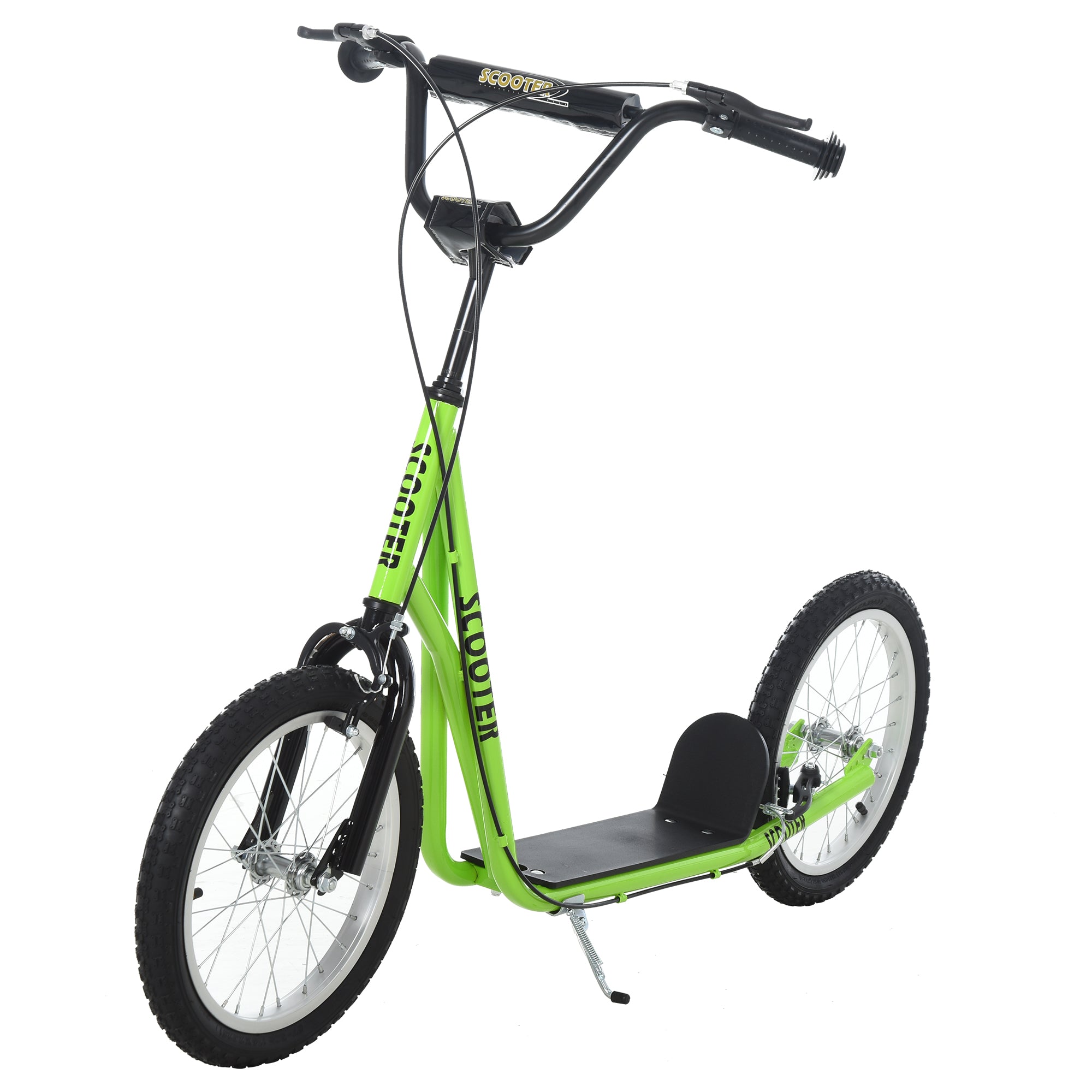 HOMCOM Kick Scooters for Kids with Adjustable Height, Anti-Slip Deck, Dual Brakes, Rubber Tyres, for Boys and Girls Aged 5+ Years Old - Green - North Peak Garden Furniture