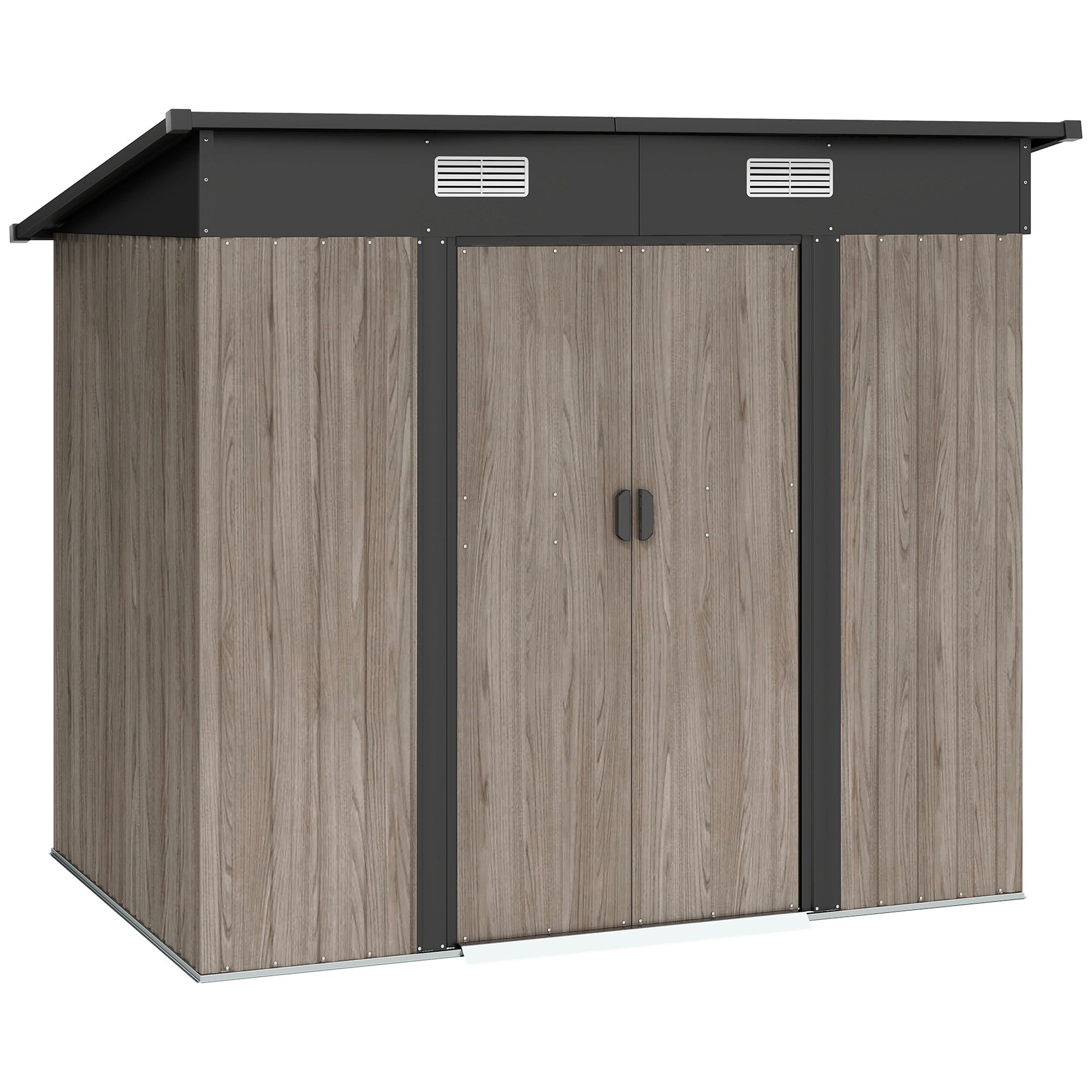 Outsunny Outdoor Garden Storage Shed - Grey Wood Grain - North Peak Garden Furniture