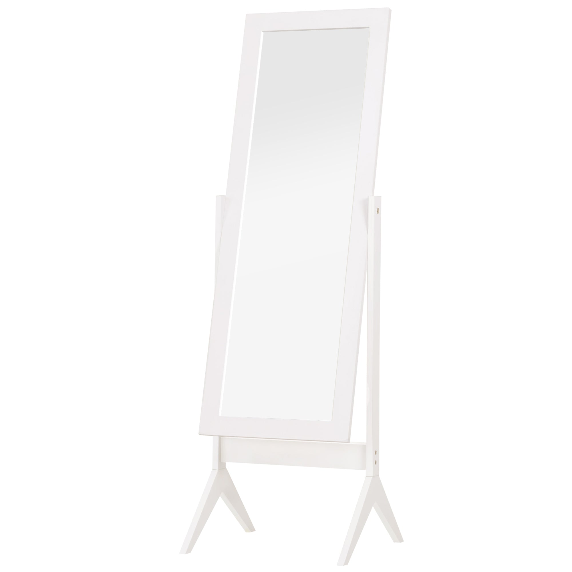 HOMCOM Freestanding Dressing Mirror Bedroom Tall Adjustable Angle 148x47cm White - North Peak Garden Furniture