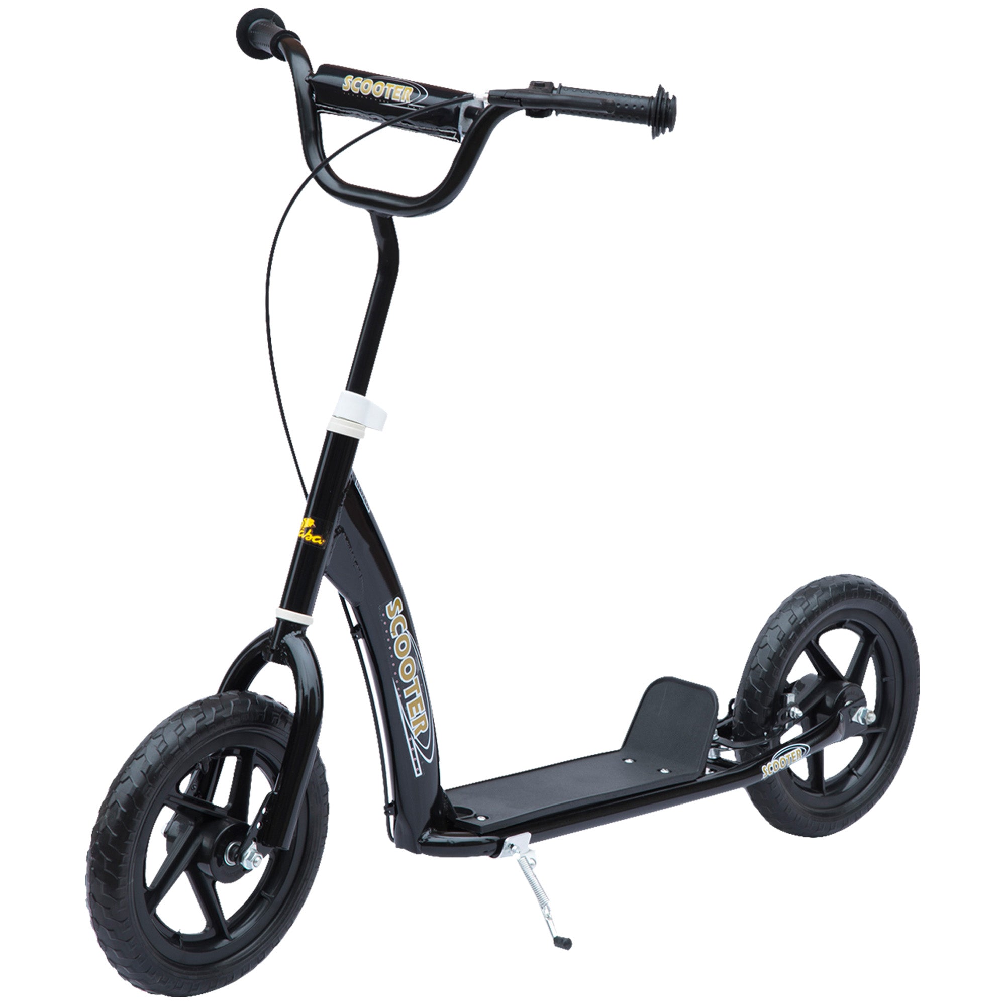 HOMCOM Teen Push Scooter Kids Children Stunt Scooter w/ 12" EVA Tyres, Black